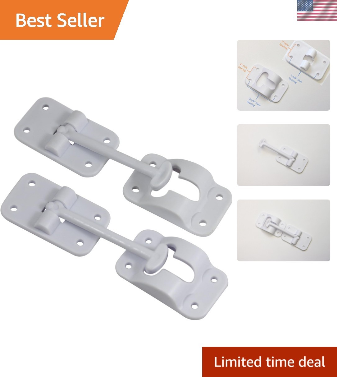 2 Pack Durable White T-Style RV Door Holder – 3-1/2 Inch for Trailers
