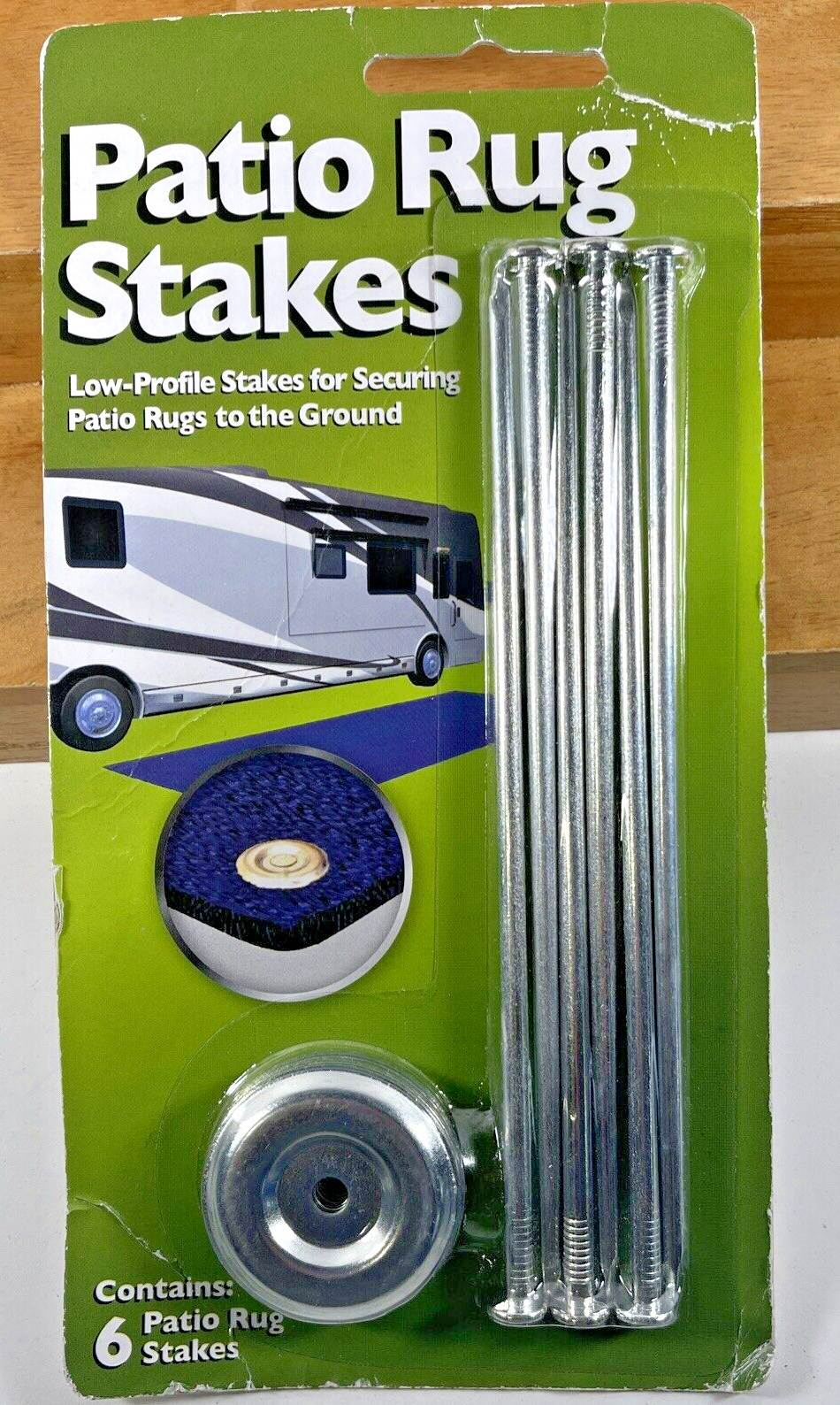 NEW SEALED 2006 RV Trailer Camper LOW PROFILE Patio Rug 6 Stakes Hold Down Kit