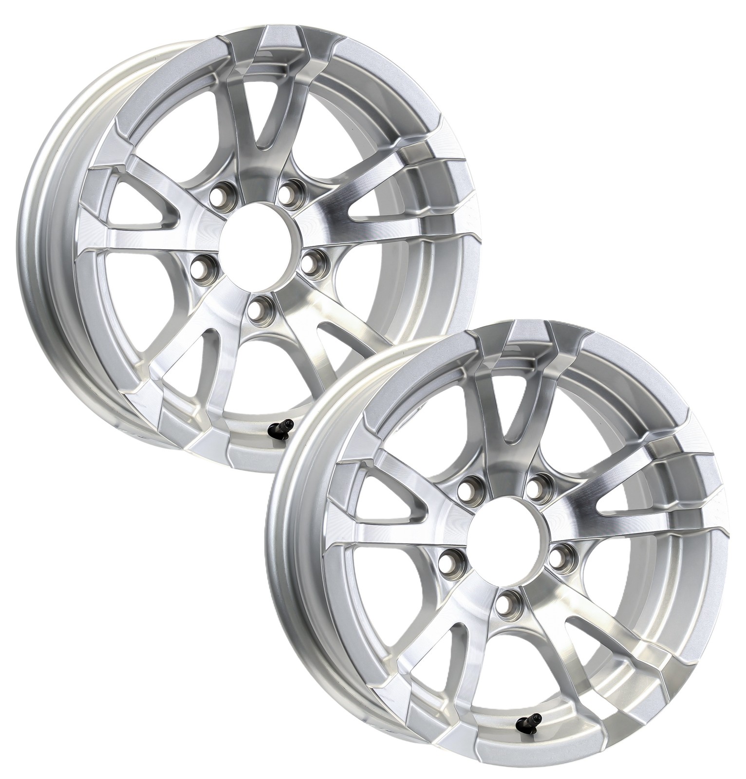 eCustomrim 2-Pack Aluminum Trailer Wheels 13X5 5 Lug On 4.5 Avalanche Silver Rim