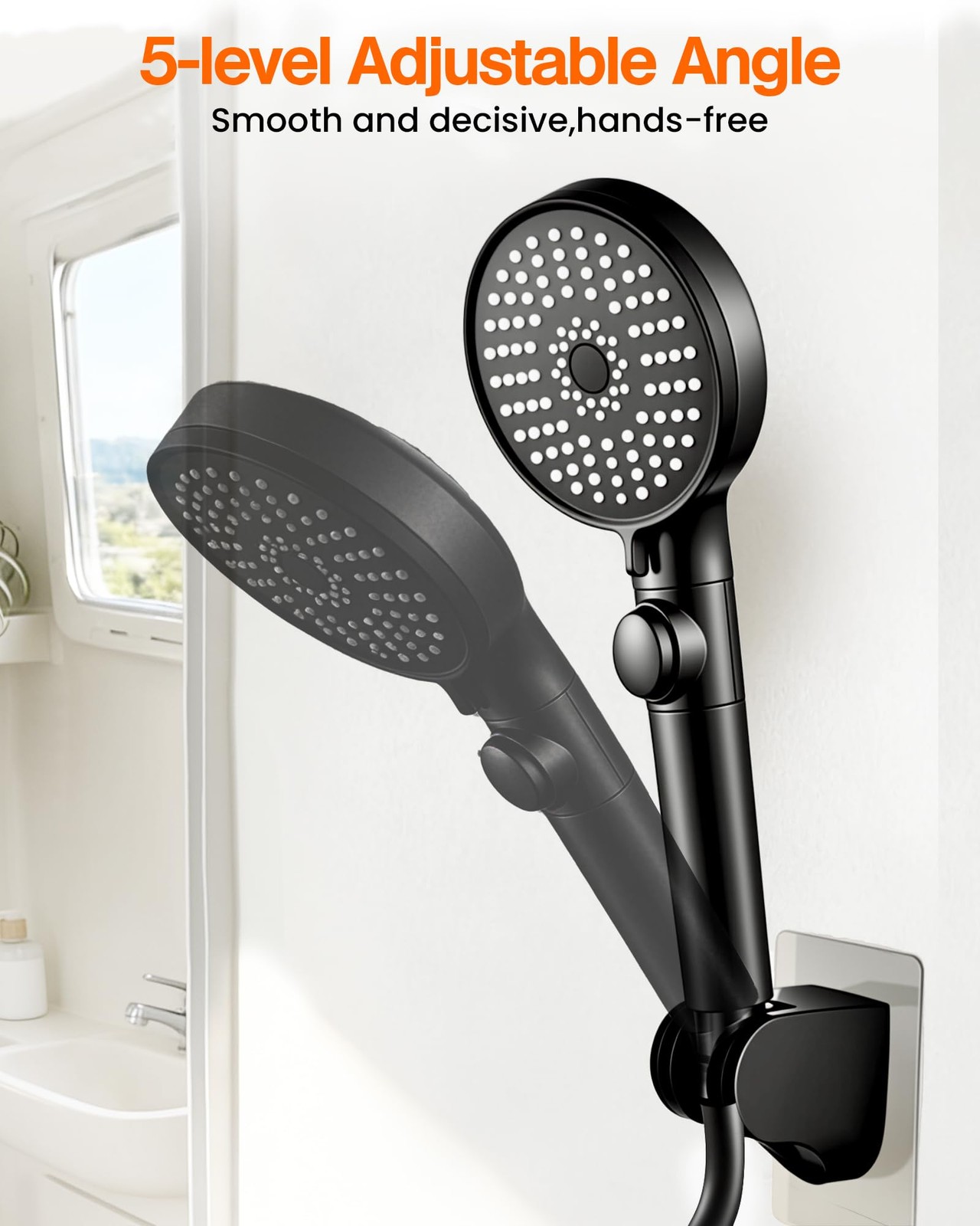 RV Shower Head with Hose, High Pressure Handheld Matte Black