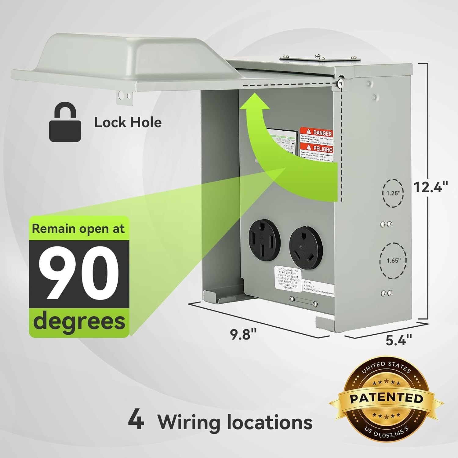 RV Temporary Power Outlet Panel with Breaker, ETL Listed 20 30 50 Amp RV Recepta