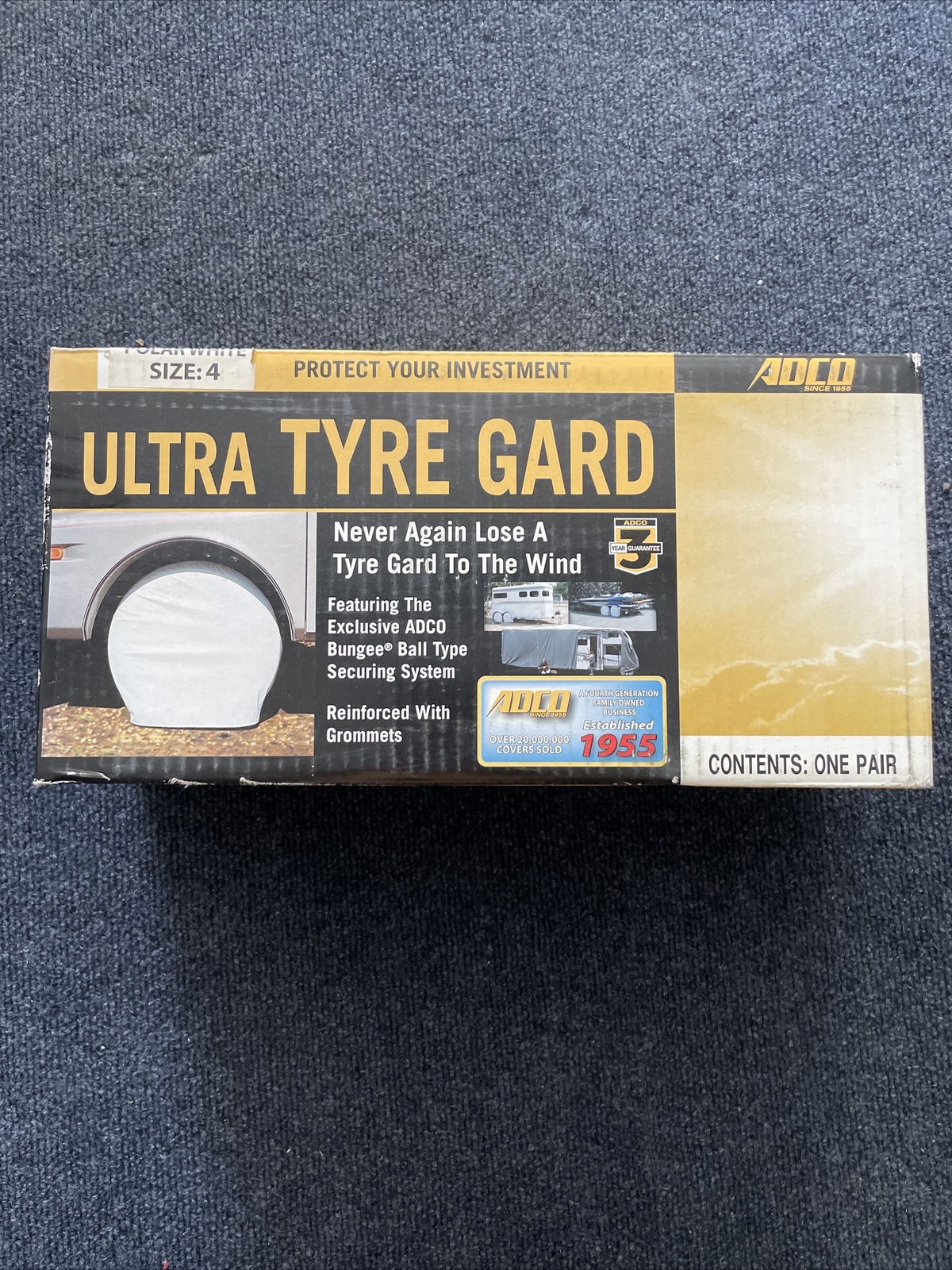 ADCO Ultra Tyre Gard Tire Guard Cover Polar White One Pair Size 4 NIP