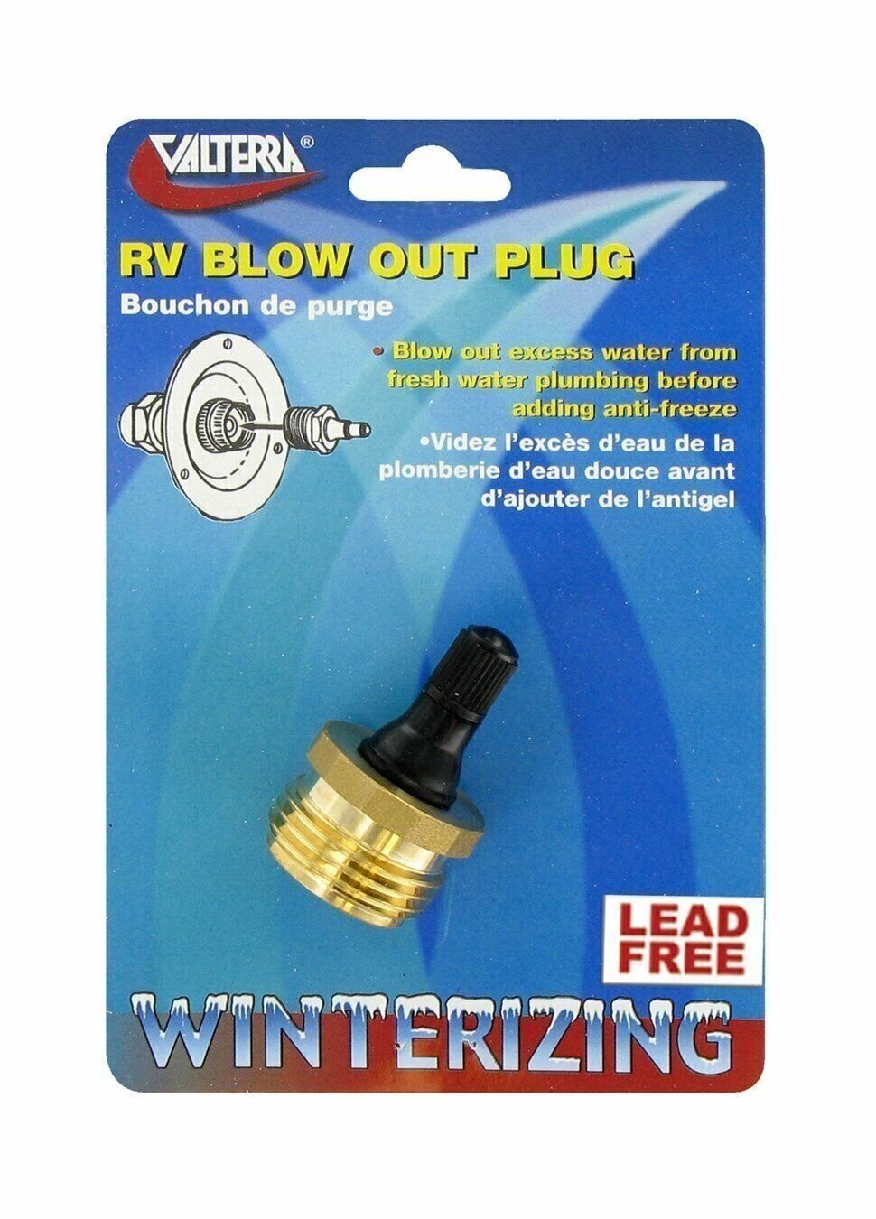 Valterra Blow Out Plug w/Schrader Valve Brass Carded P23518LFVP