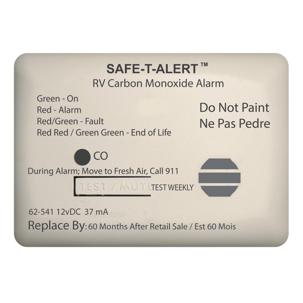 Safe-T-Alert 62 Series Carbon Monoxide Alarm, 12V RV Surface Mount, White