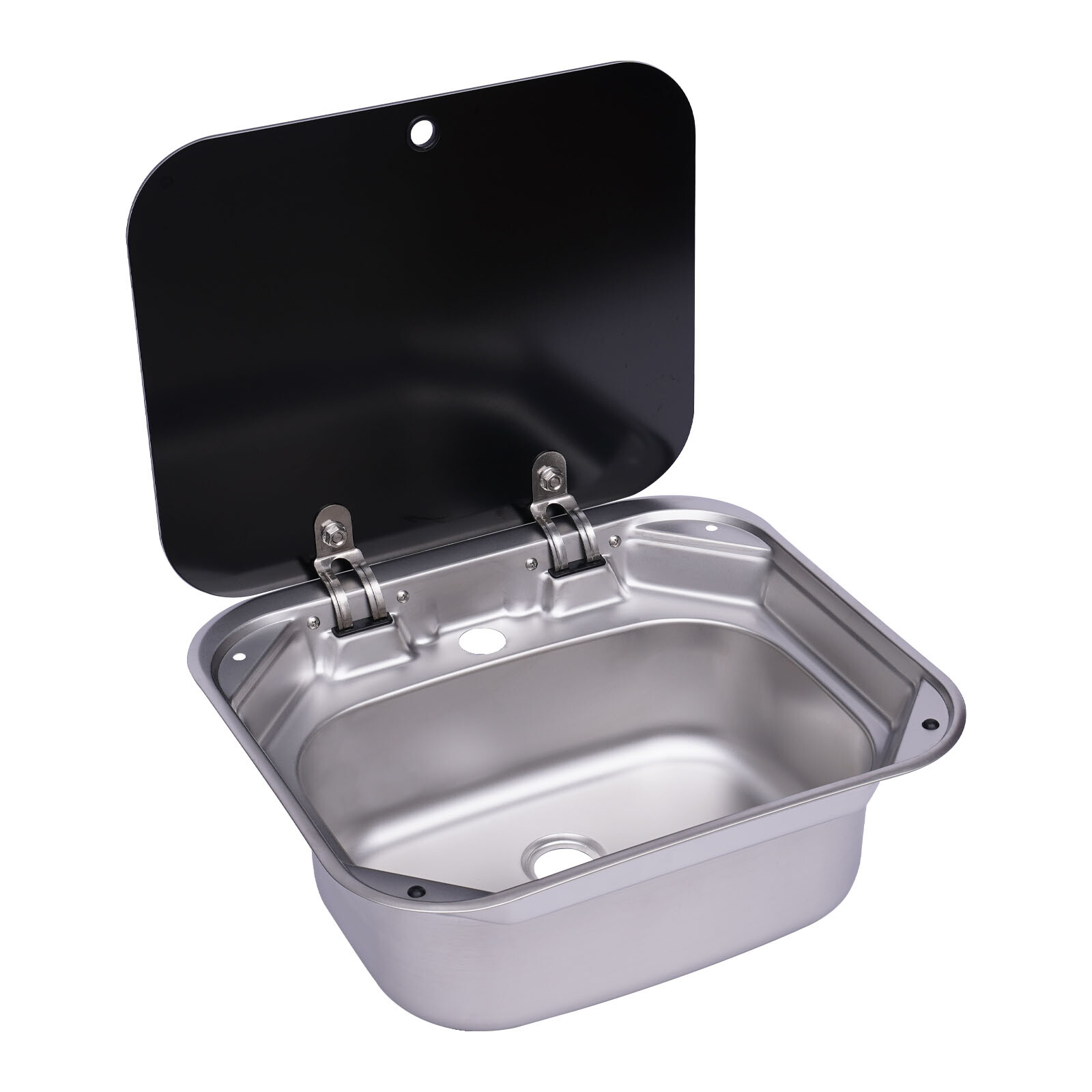Stainless Steel RV Kitchen Semi-recessed Sink w/ 4x Buckles Overflow-proof New
