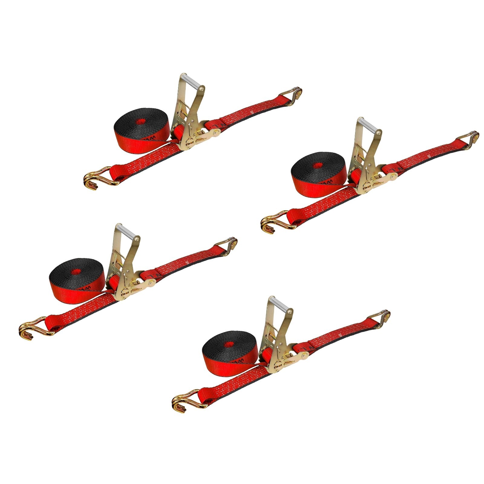 4 Pack 2″ x 30′ Ratchet Strap w/J Wire Hook Flatbed Truck Trailer Tie Down Strap