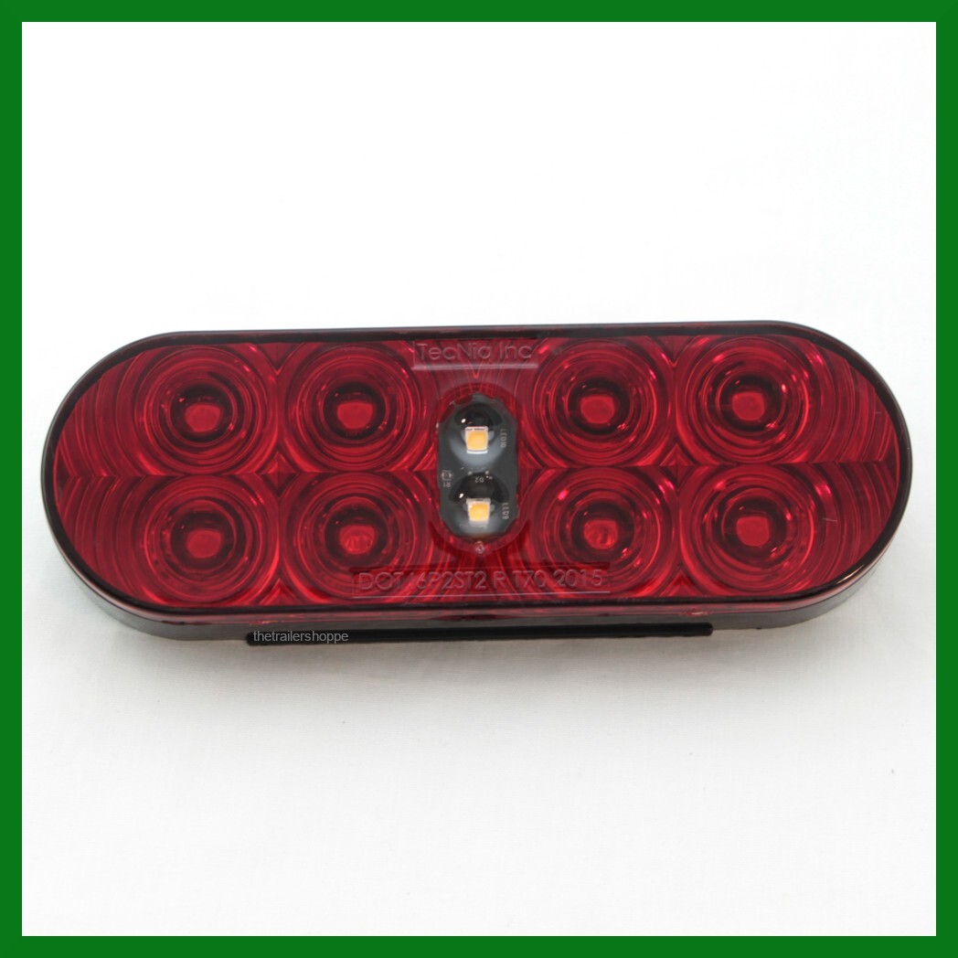 Red & White 6″ Oval Grommet Mount Stop Tail Turn & Back Up Reverse Light 10 LED