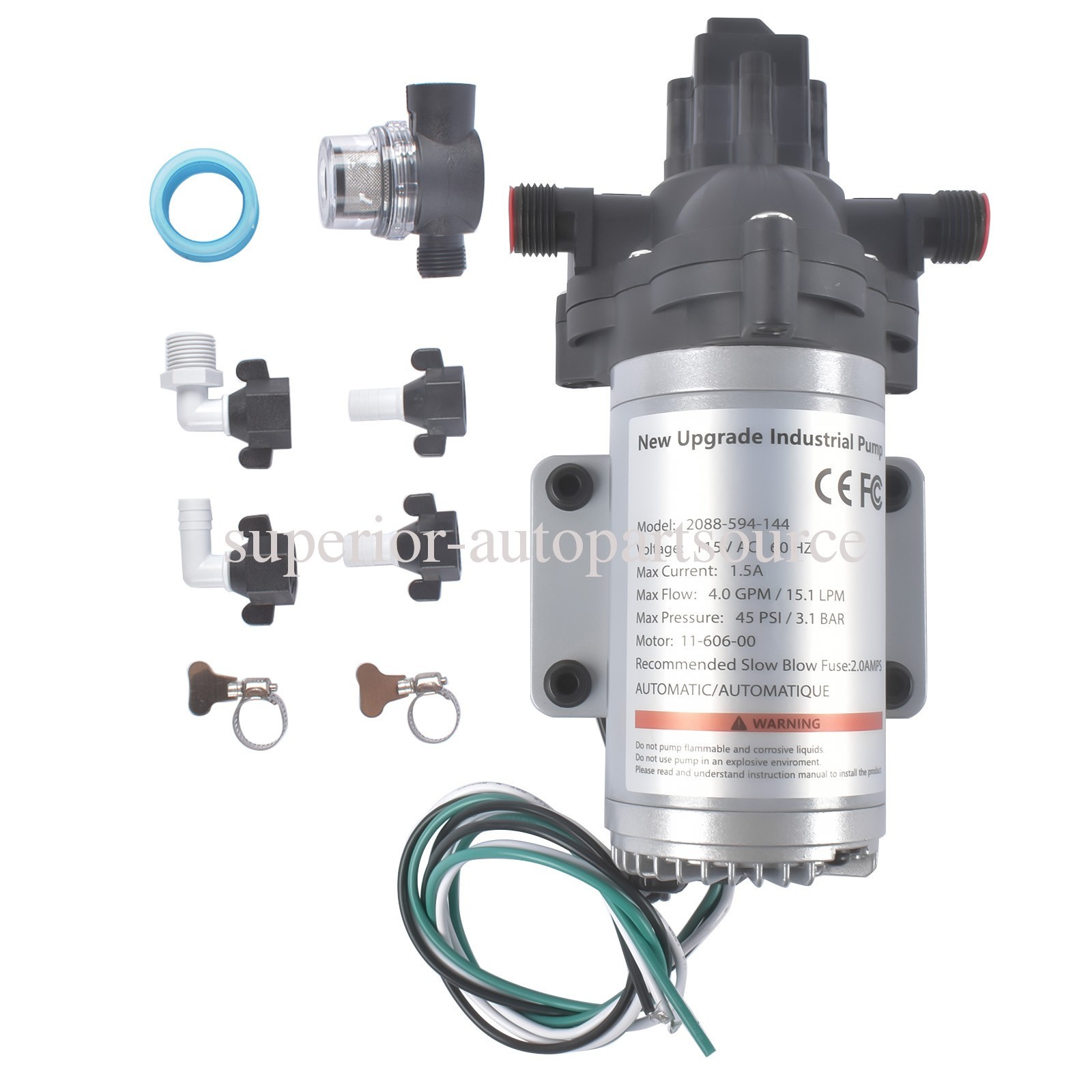 Power Water Pump for RV 115Volt 45PSI 2088-594-154 Industrial Pump Self-Priming