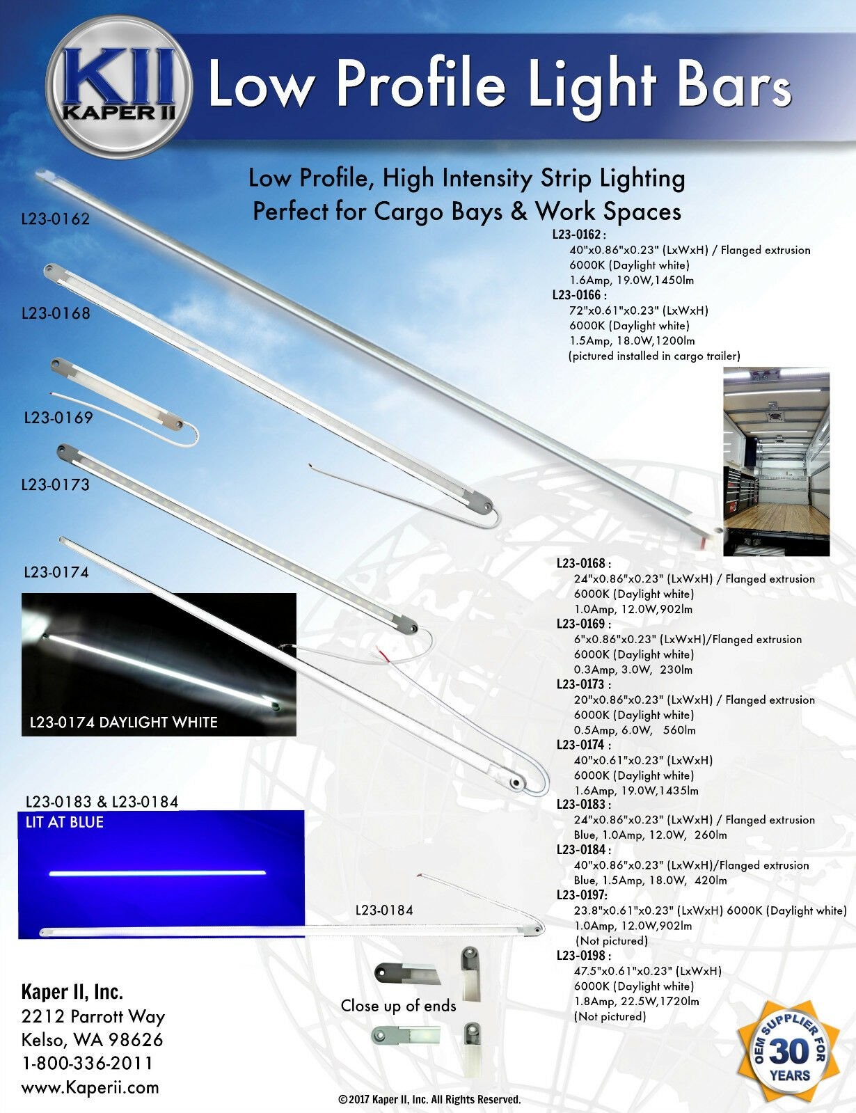 Kaper II 1/4″ Low Profile Aluminum 72″ LED Light Bar Camper RV Trailer Truck