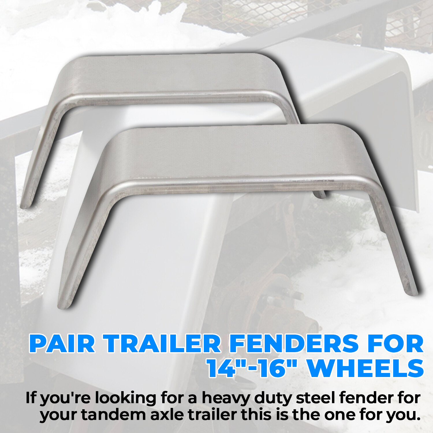 Set of 2 Square Steel Cargo Trailer Fenders Pair 14″-16″ wheels