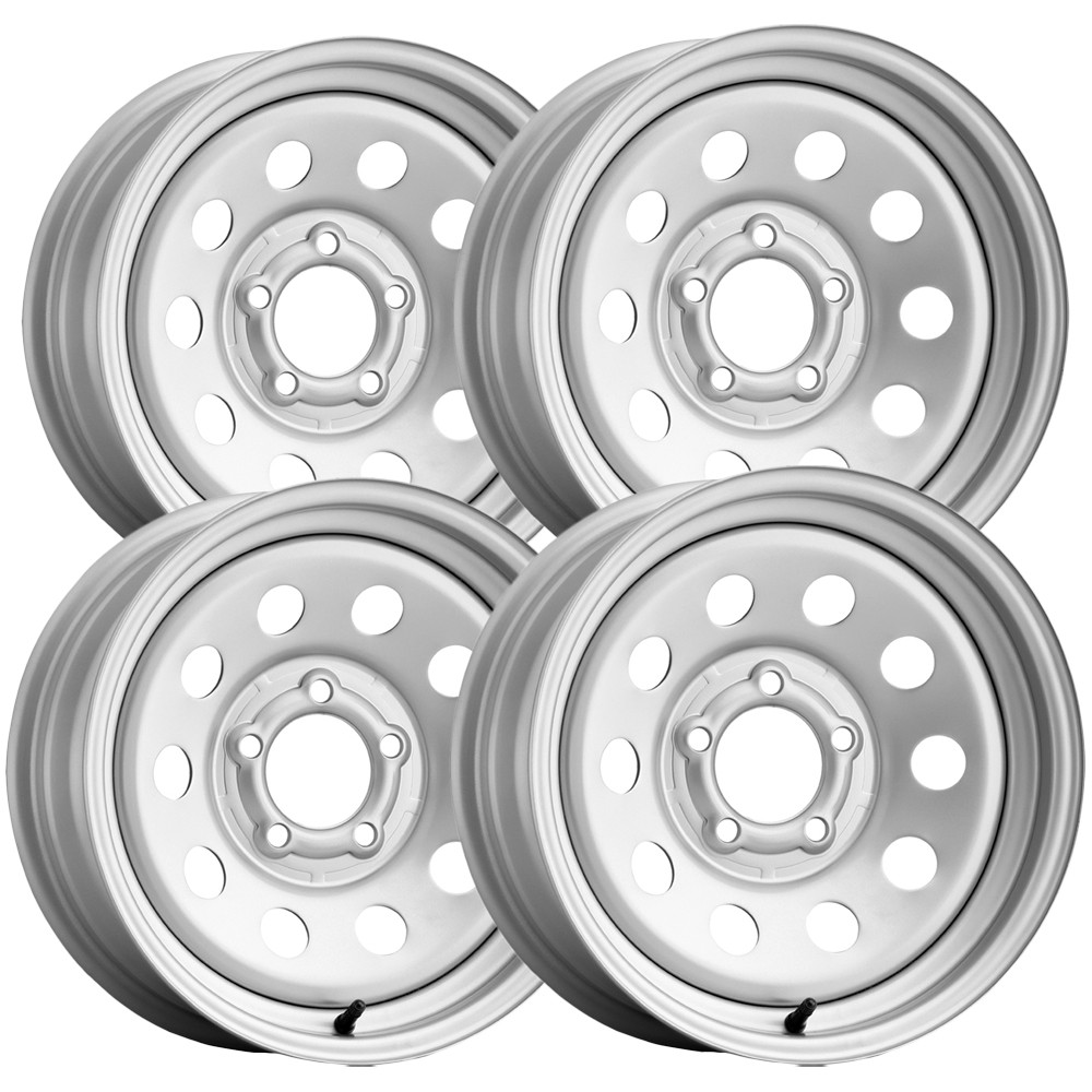 (Set of 4) Allied 27 Trailer Mod 16×6 8×6.5″ +0mm Silver Wheels Rims