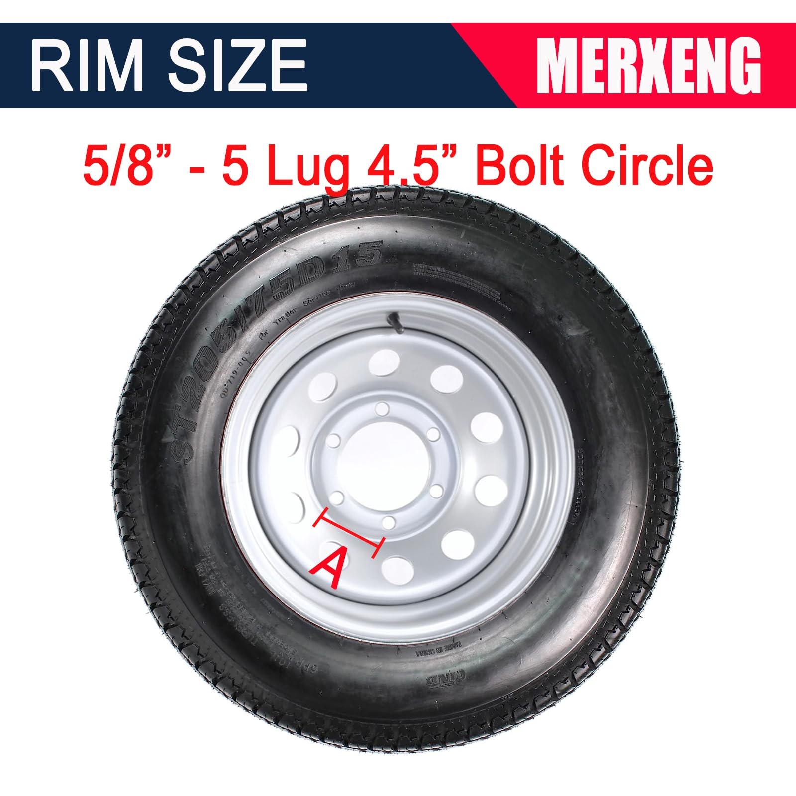 4 Pack ST205/75D15 Trailer Tires on Rims 205/75 15 in. 5 Lug Silver Spoke Wheel