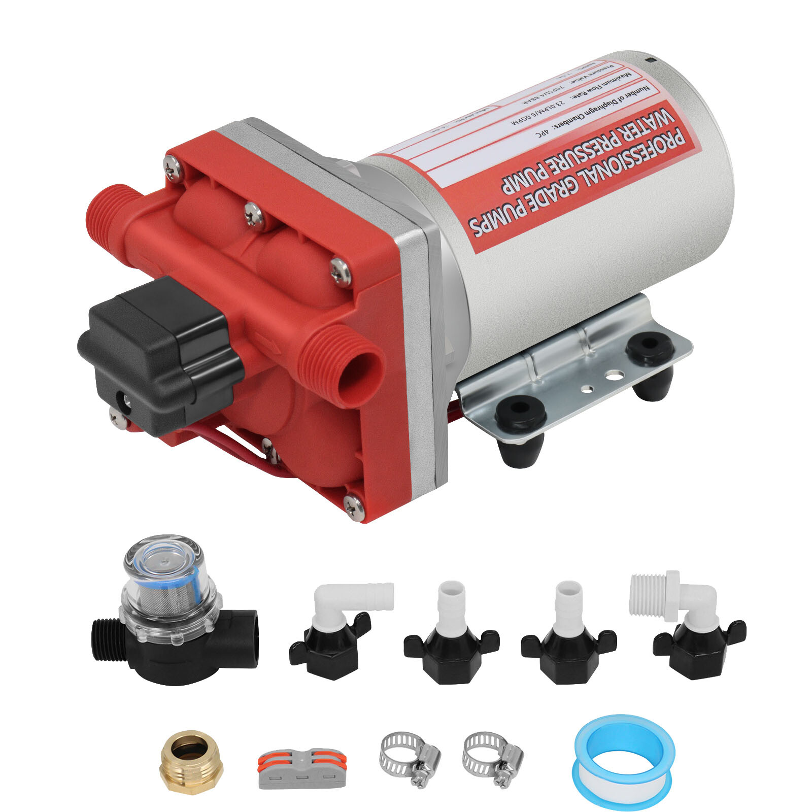 12V Water Pump Self-Priming Diaphragm Pump High Pressure 70PSI 6GPM For Boat RV