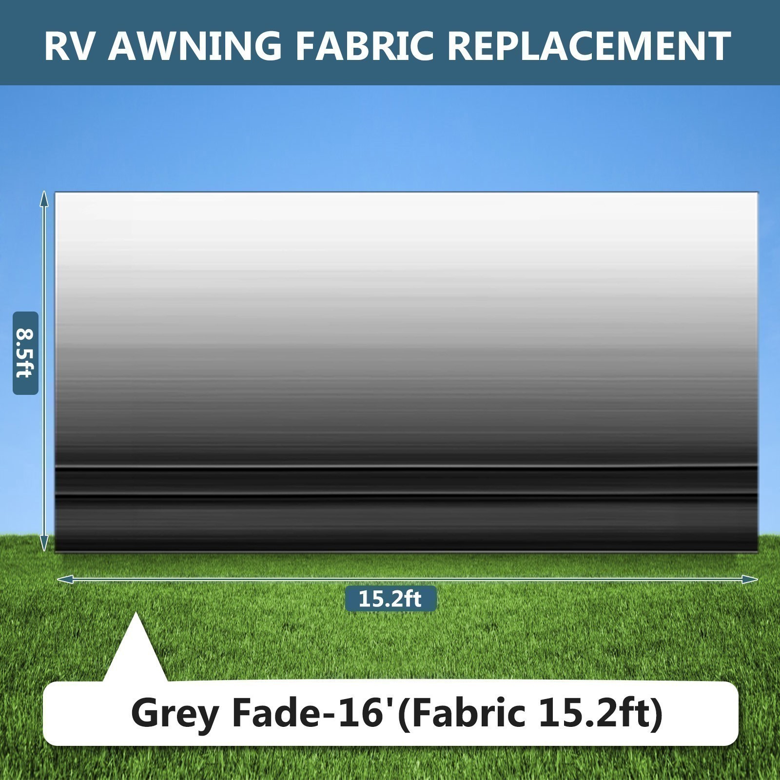 Camper Awning Replacement Strip Gray Fade for Motorhome Awning Fabric