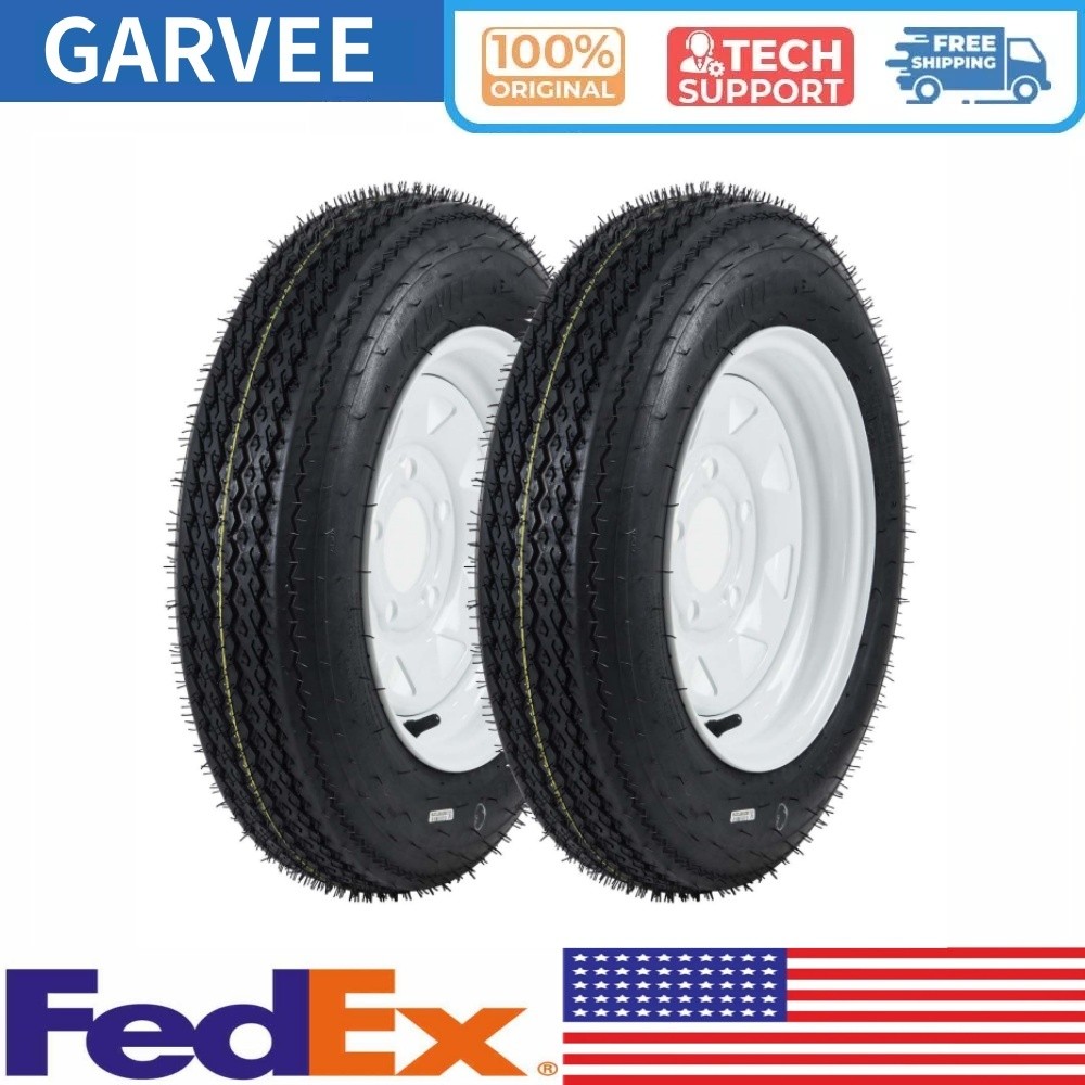 ✅Trailer Tire and Wheel 5 Lug on 4.5″ White Modular Wheel 12 Inch Tires 4.80-12