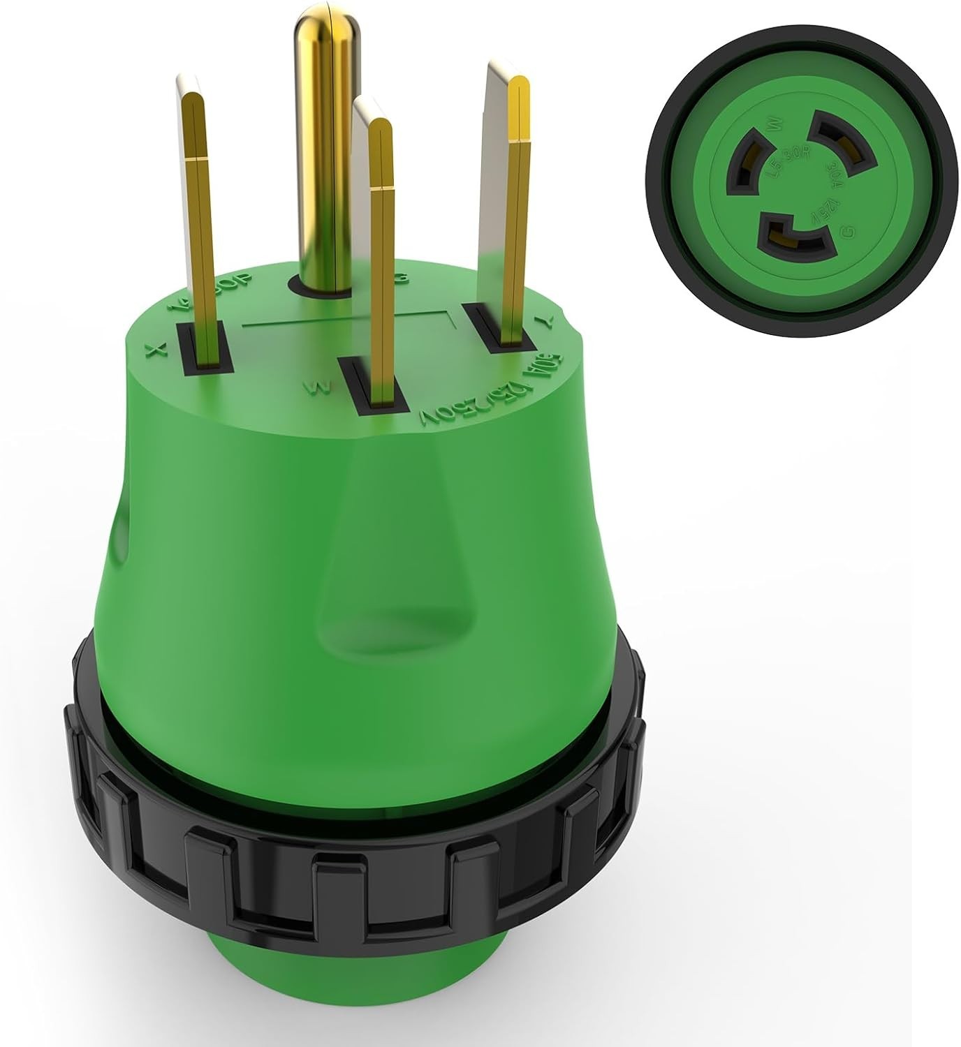 50 Amp to 30 Amp RV Power Adapter Plug with Locking Connector Green 125V NEMA…