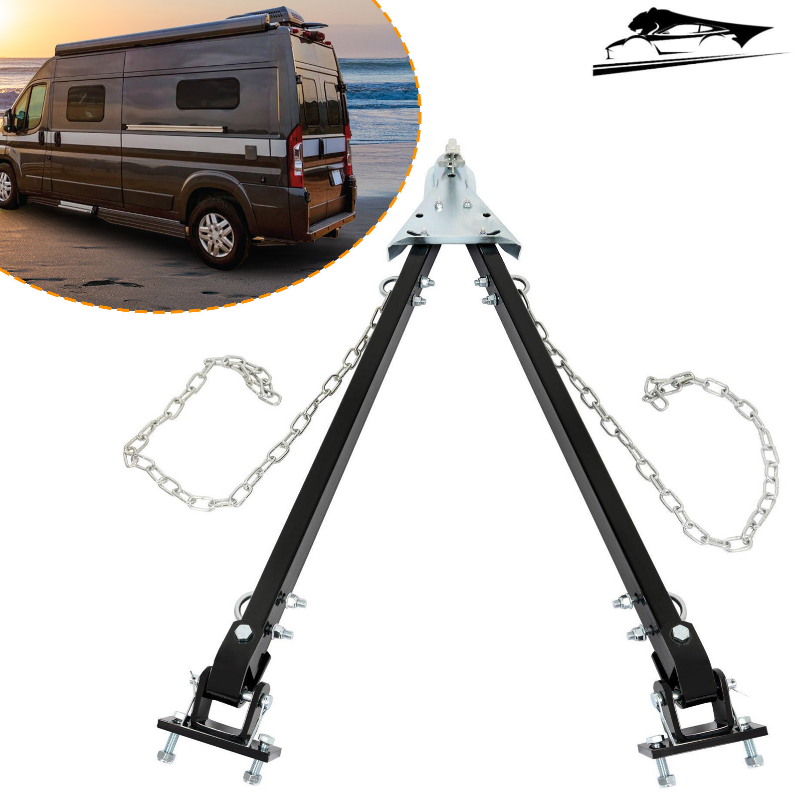Adjustable Tow Bar 5500lbs w/Safety Chain 24″ to 41″ Wide For Camper RV Trailer