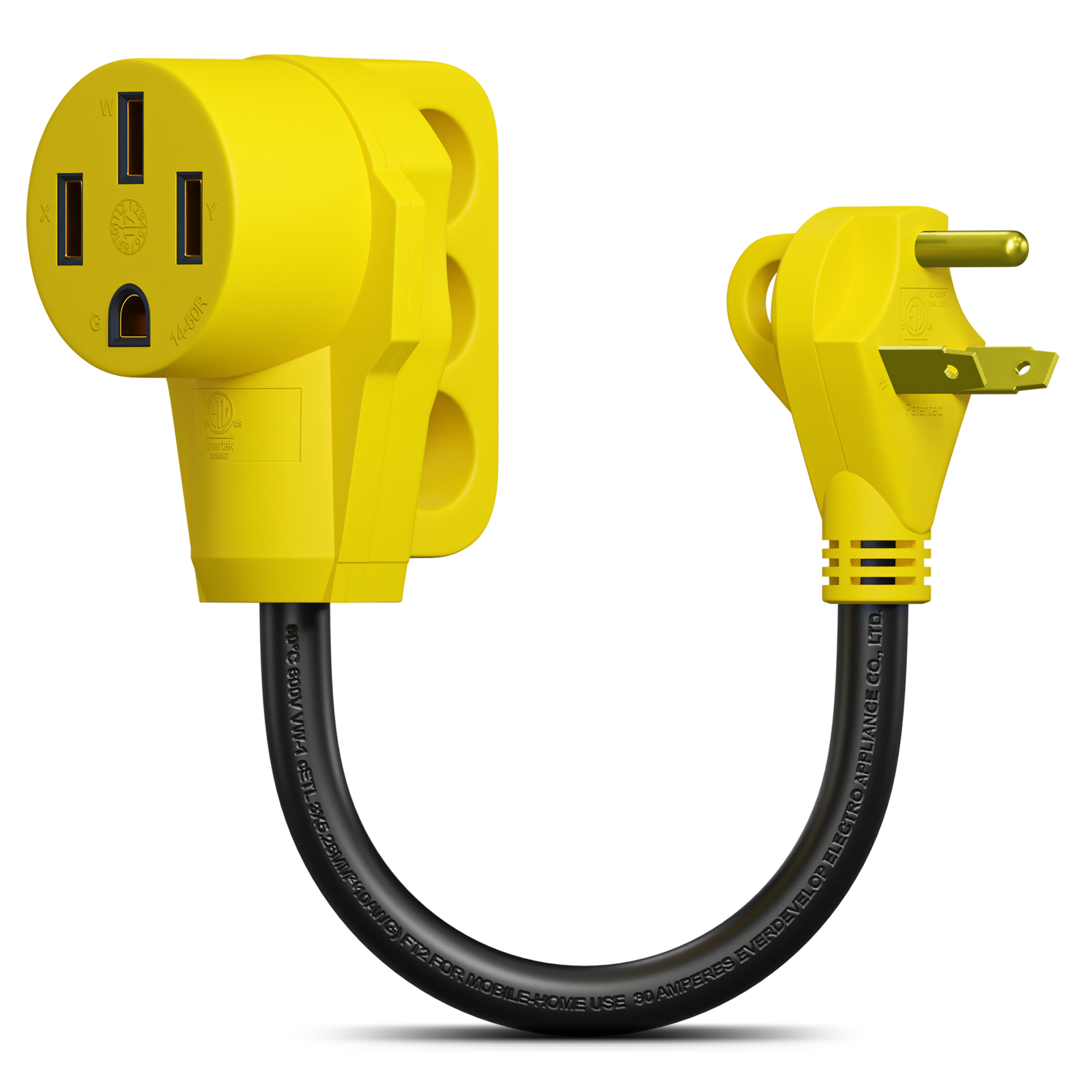 Female Dogbone Cord Adapter Cable for RV Camper Trailer 30A 30Amp Male to 50Amp