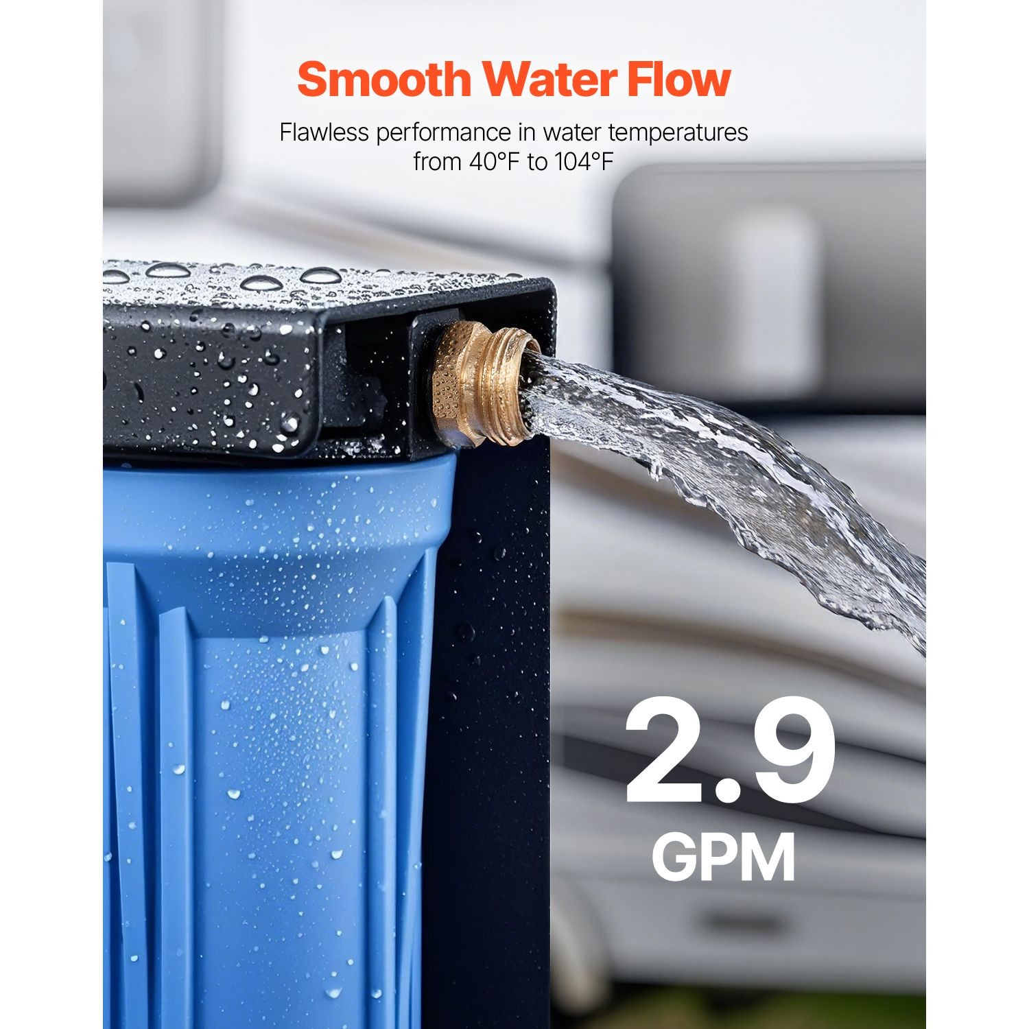 3-Cartridge RV Water Filter System 2.9 GPM, 7500 Gal Capacity