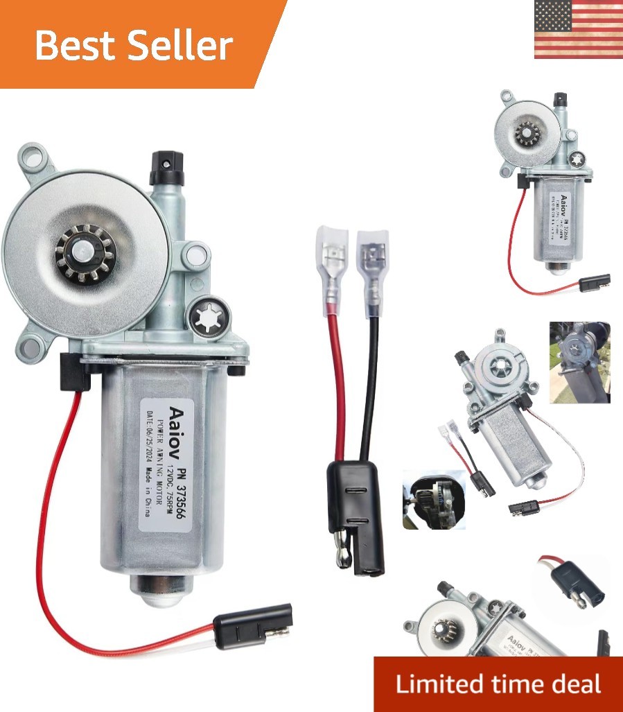 Efficient RV Electric Awning Motor Replacement – Compatible with Solera Power