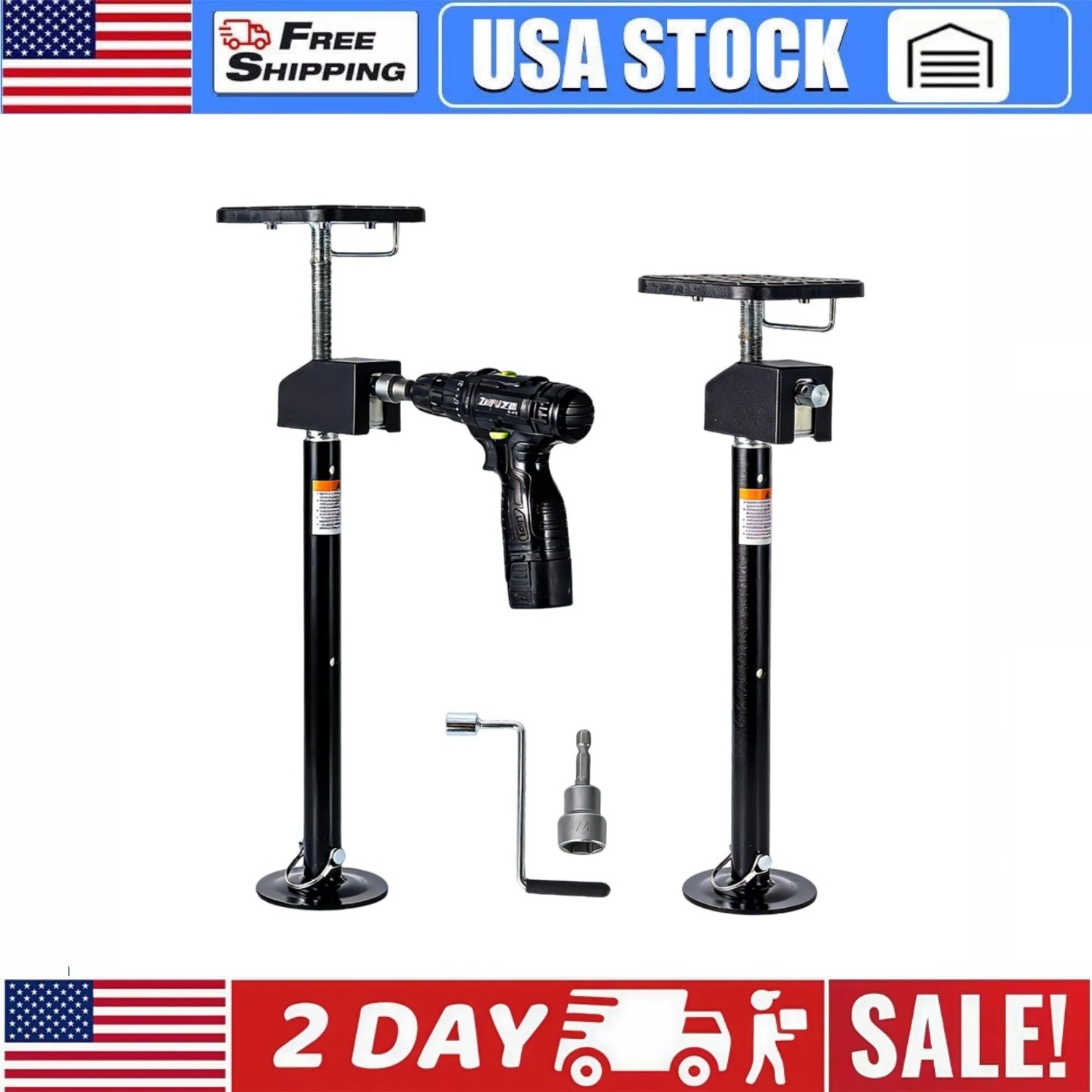 2 Pack RV Slide Out Supports Jack with a Flat Top Support Block Up to 10,000lbs