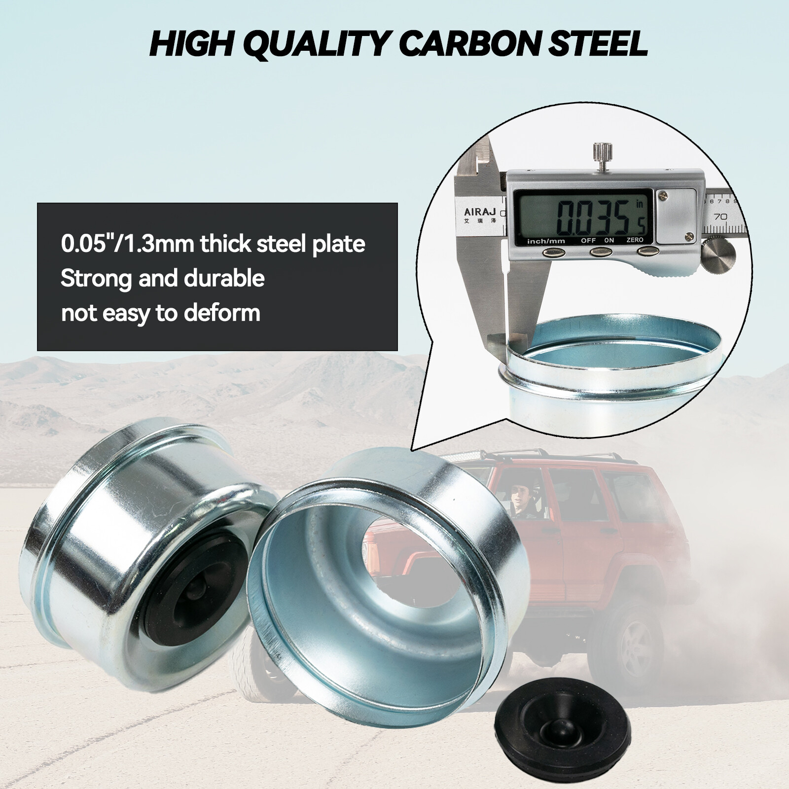 (2)Trailer RV Camper 2.72″ Axle Dust Cap Grease Cover Dexter EZ Lube Rubber Plug