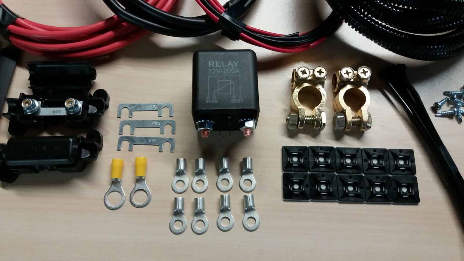 5 Metre Heavy Duty Split Charge Relay Kit – Leisure Battery Auto Charge 200 Amp