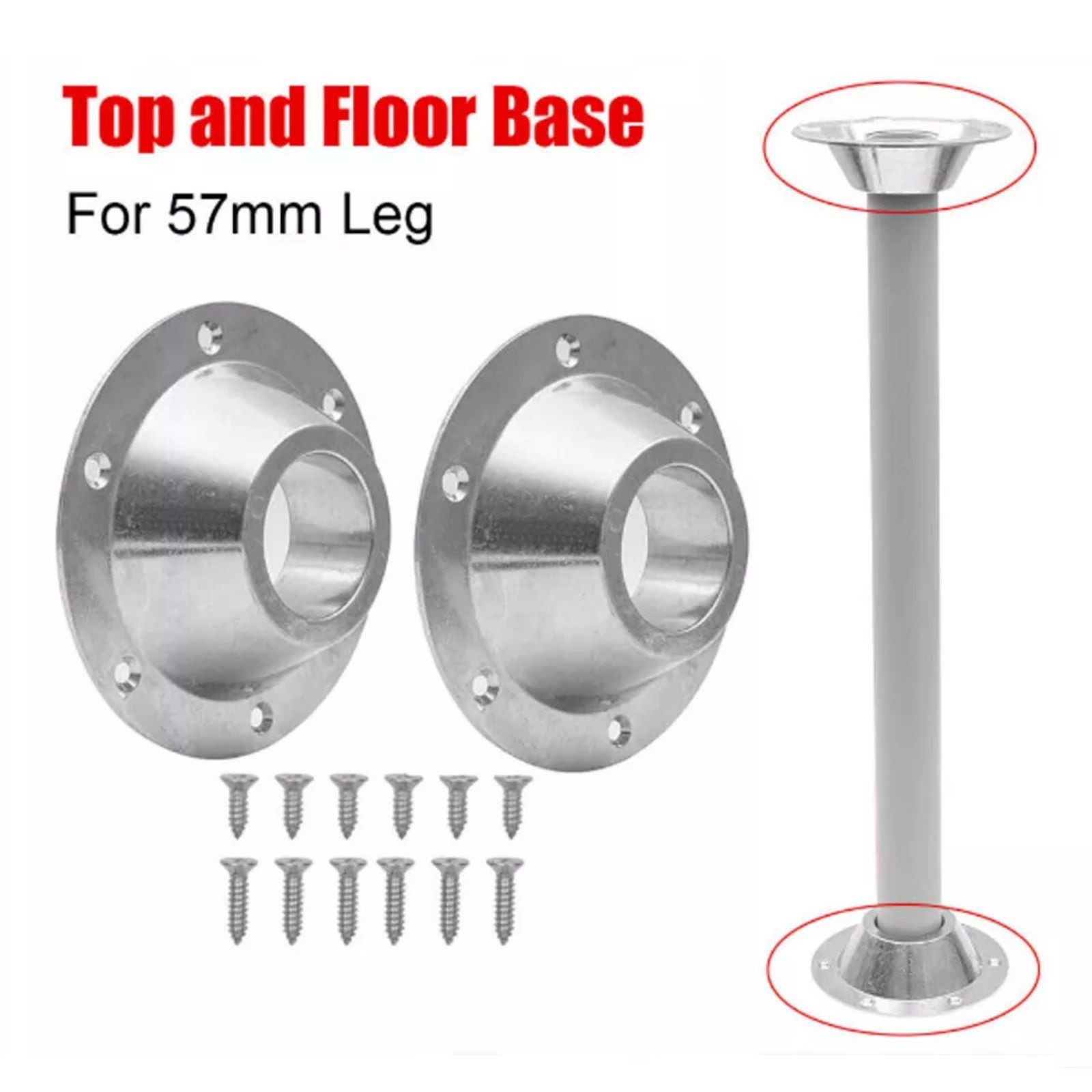 2Pcs RV Table Bases Aluminium Floor Fixed Mount Pedestal Replace Parts Camper R