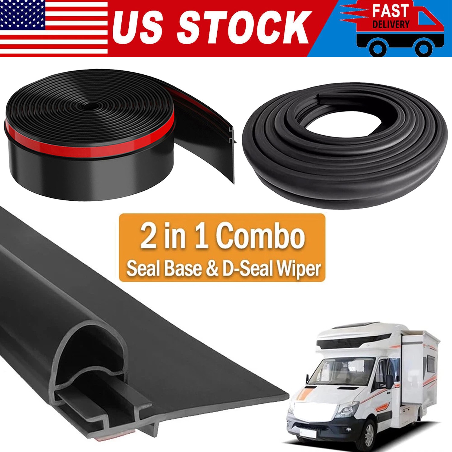 35 Feet RV Slide Out Seal 018-312-EKD D-Seal & 018-341 EK Base Weather Stripping