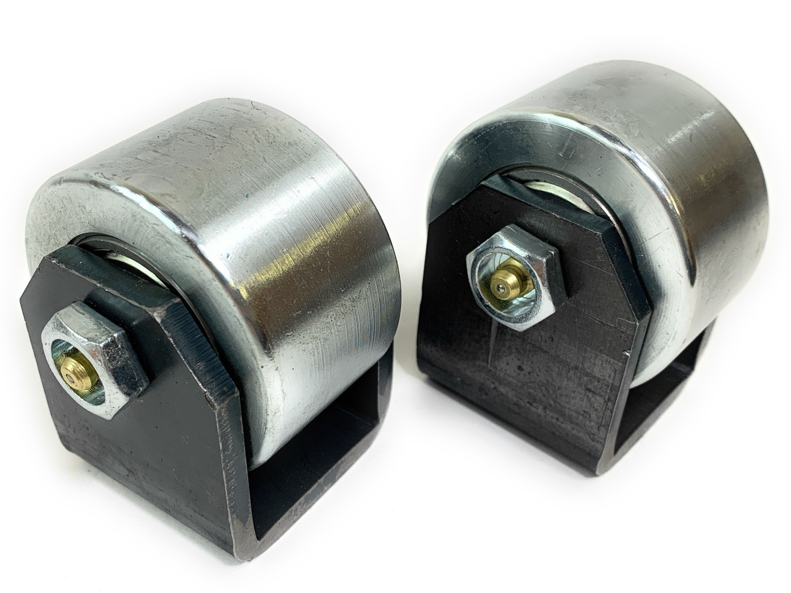 Two x 1.5 inch wide RV Skid Steel Roller Weld On Wheel For RV, trailer