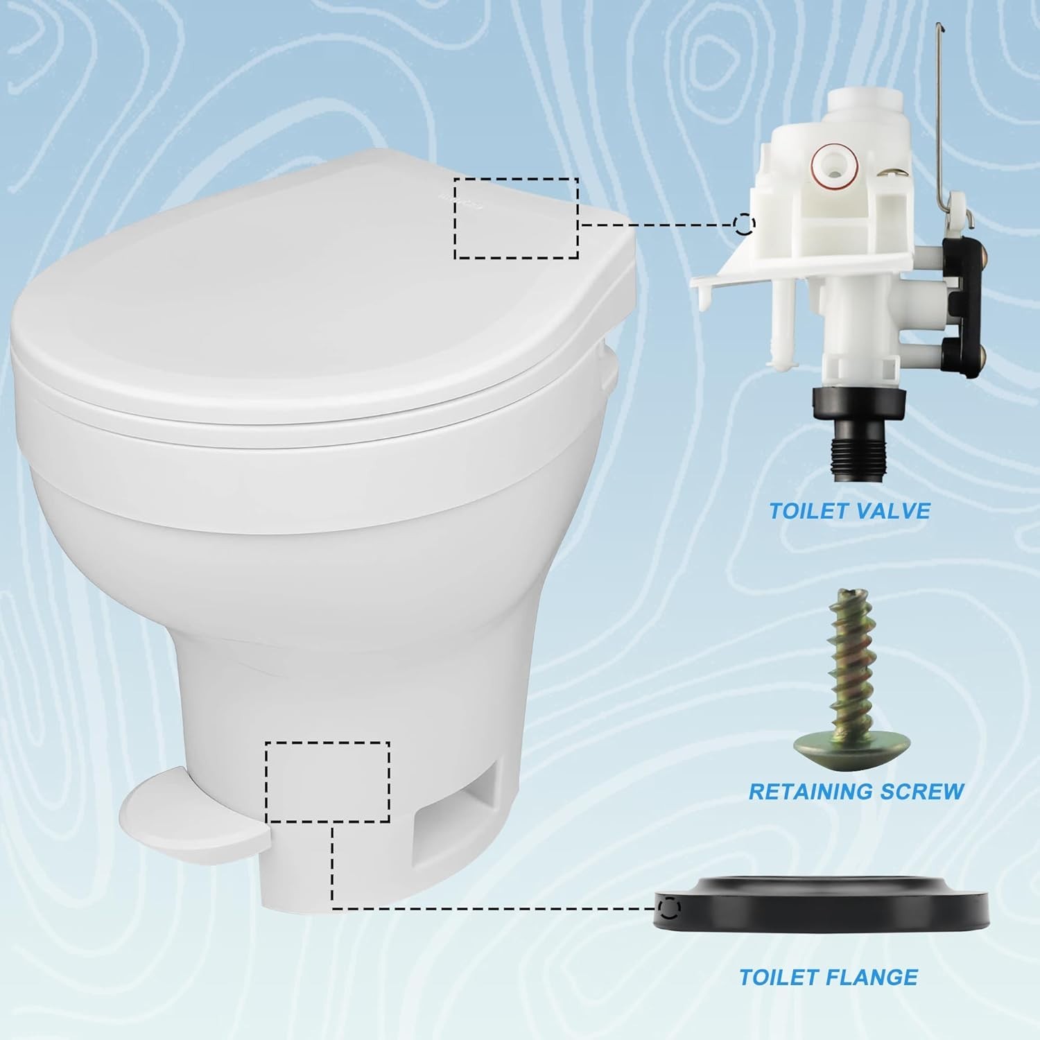 31705 31688 31687 31653 RV Toilet Water Valve kit- Freeze Resistance & Leakage