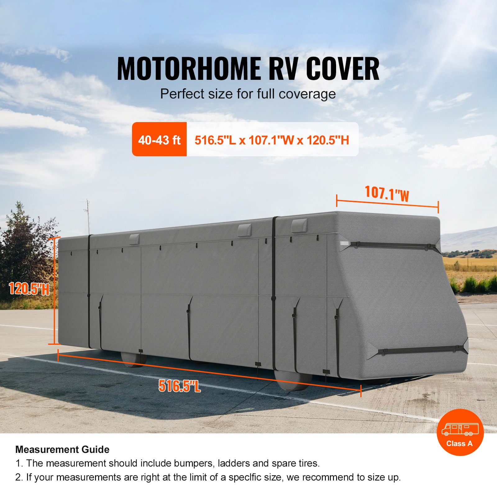 Uimoso Class A RV Cover Motorhome Cover 40-43 ft Non-woven Fabric Motorhome RV