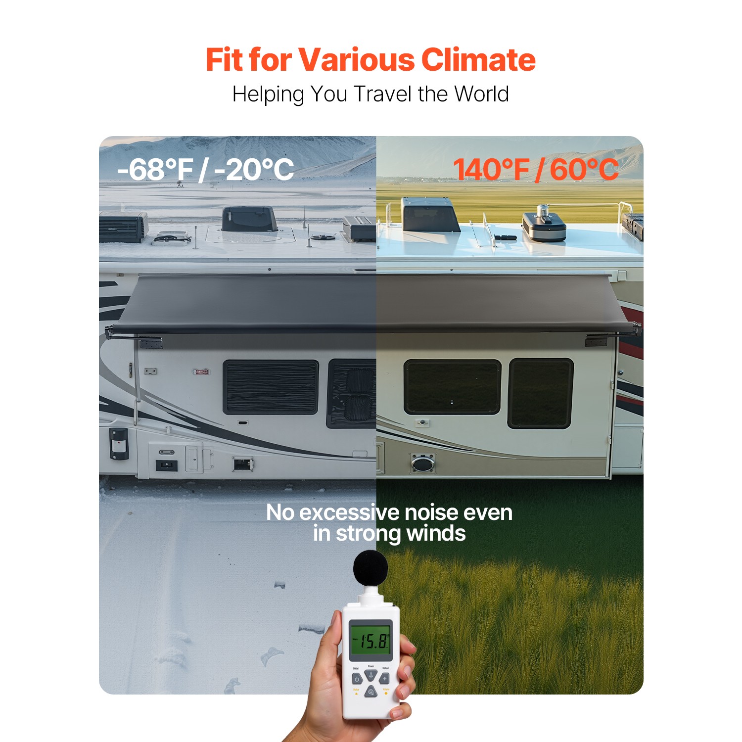 Uimoso 1″ to 13′ Black RV Slide Topper Awning Fabric Replacement