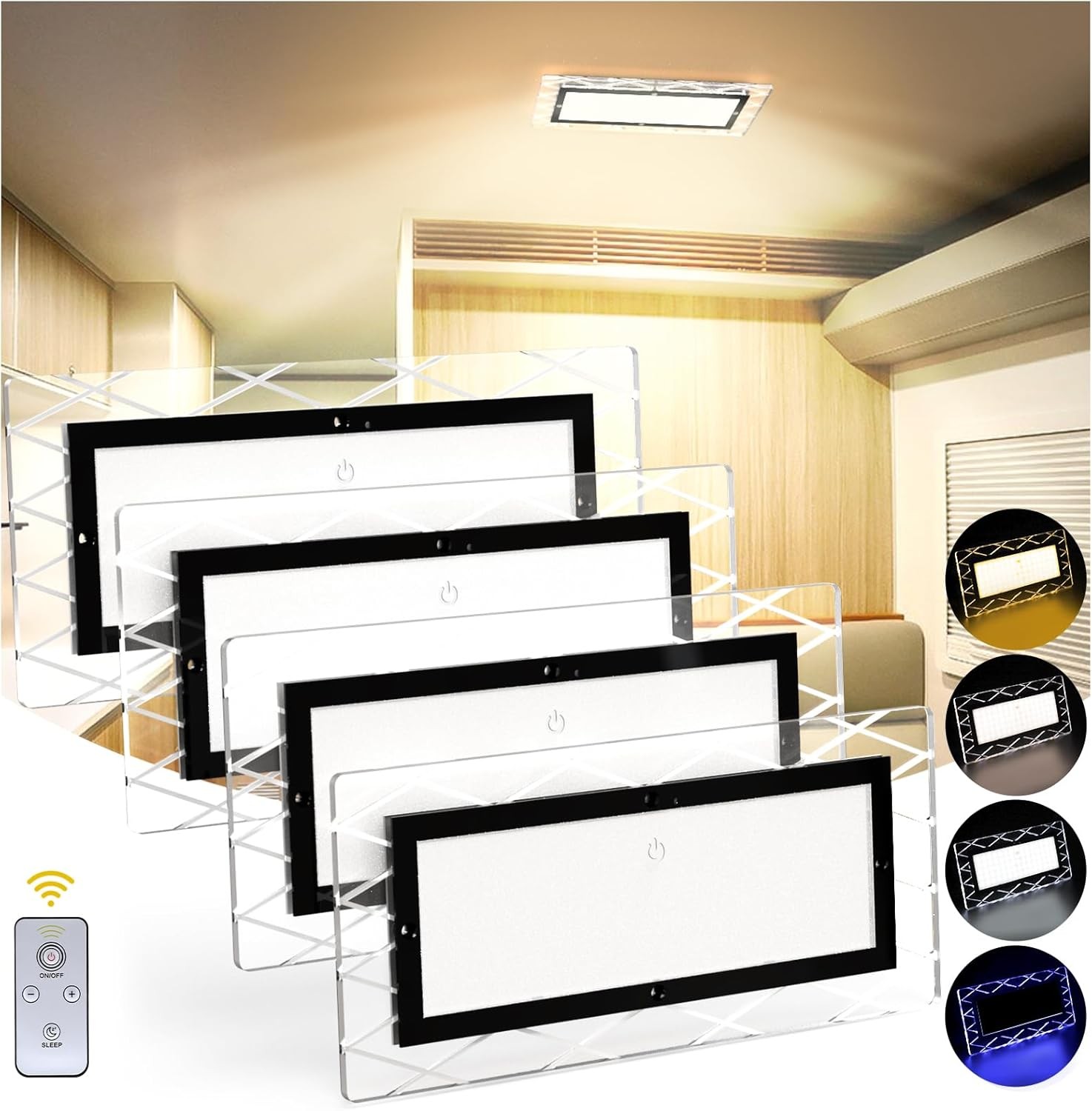 1800LM Bright LED RV Light Interior，DC12-30V Upgraded Brightness RV Ceiling Dome