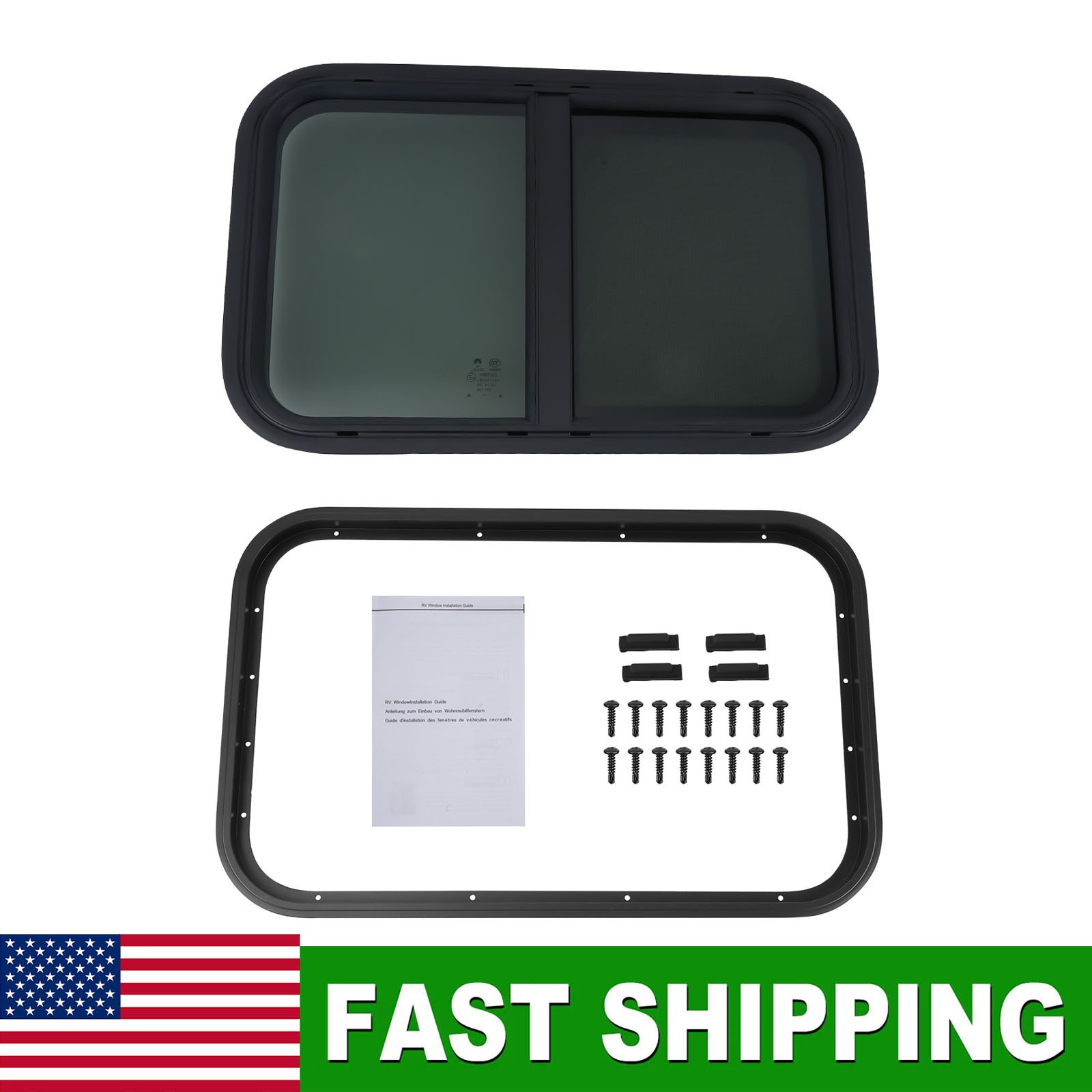 24″ W * 15″ H RV Window Horizontal fit for Camper/Trailer/Cargo/Food Truck