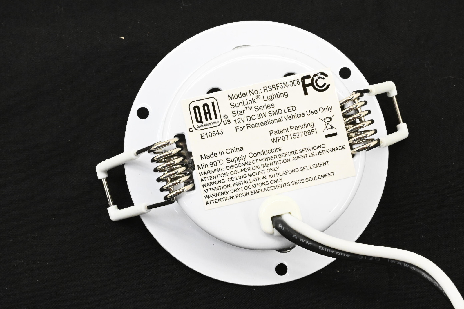 10pcs Recessed LED Puck Lights/Down Lights – 3″ Inch – 12VDC – 3W – KL3W5730-W-1