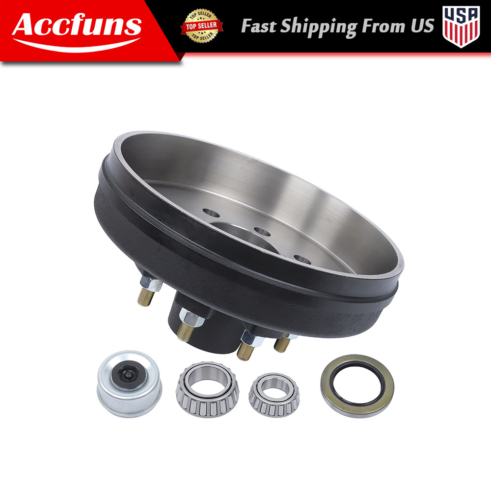 5PC 12″X2″ HD Trailer Brake Hub Drum Kit 8 on 6.5″ BC For 7K-8K Axle 9/16″