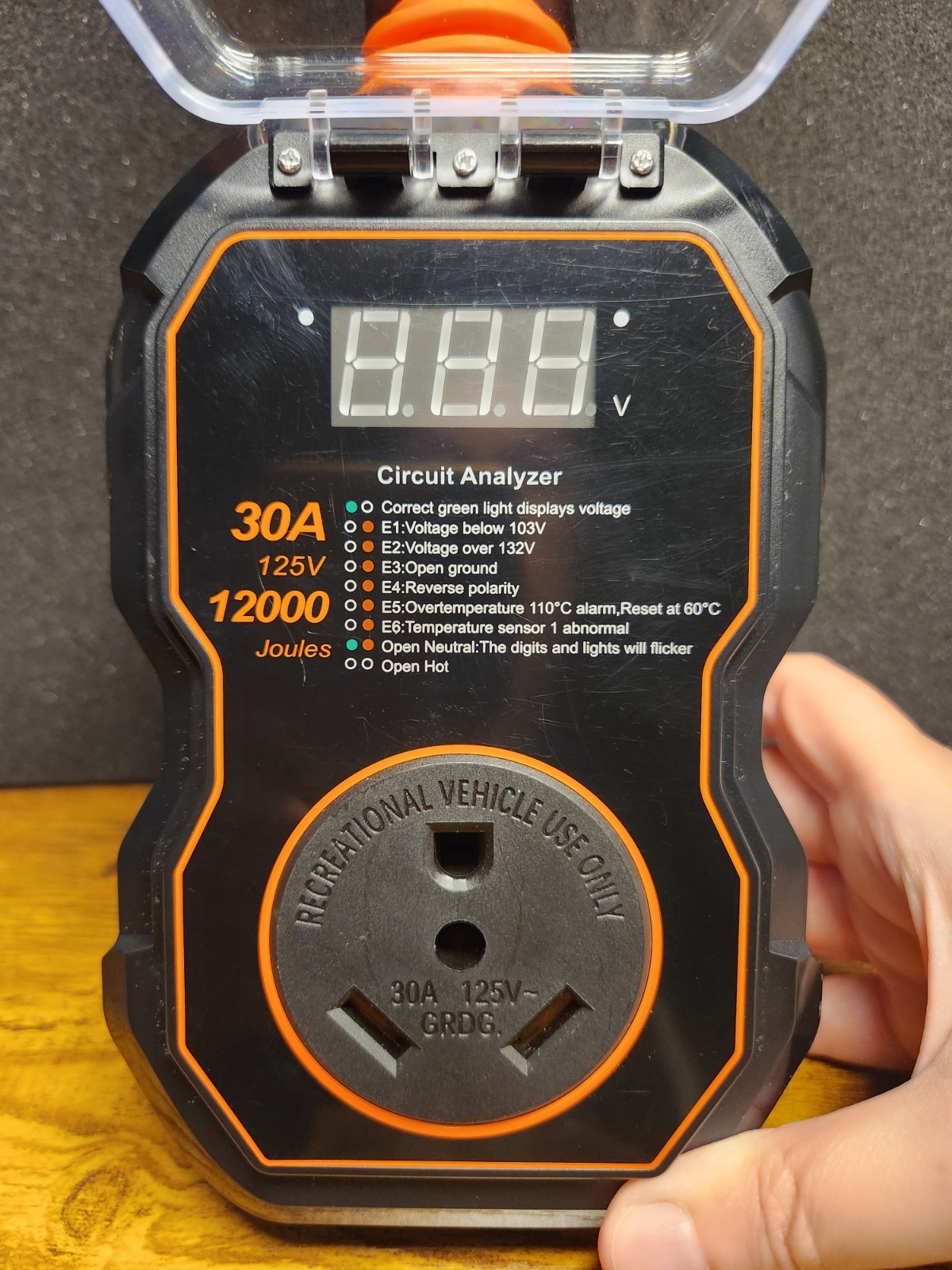 GEARGO RV Surge Protector 30 Amp Circuit Analyzer 12000J 125V Camper RV03