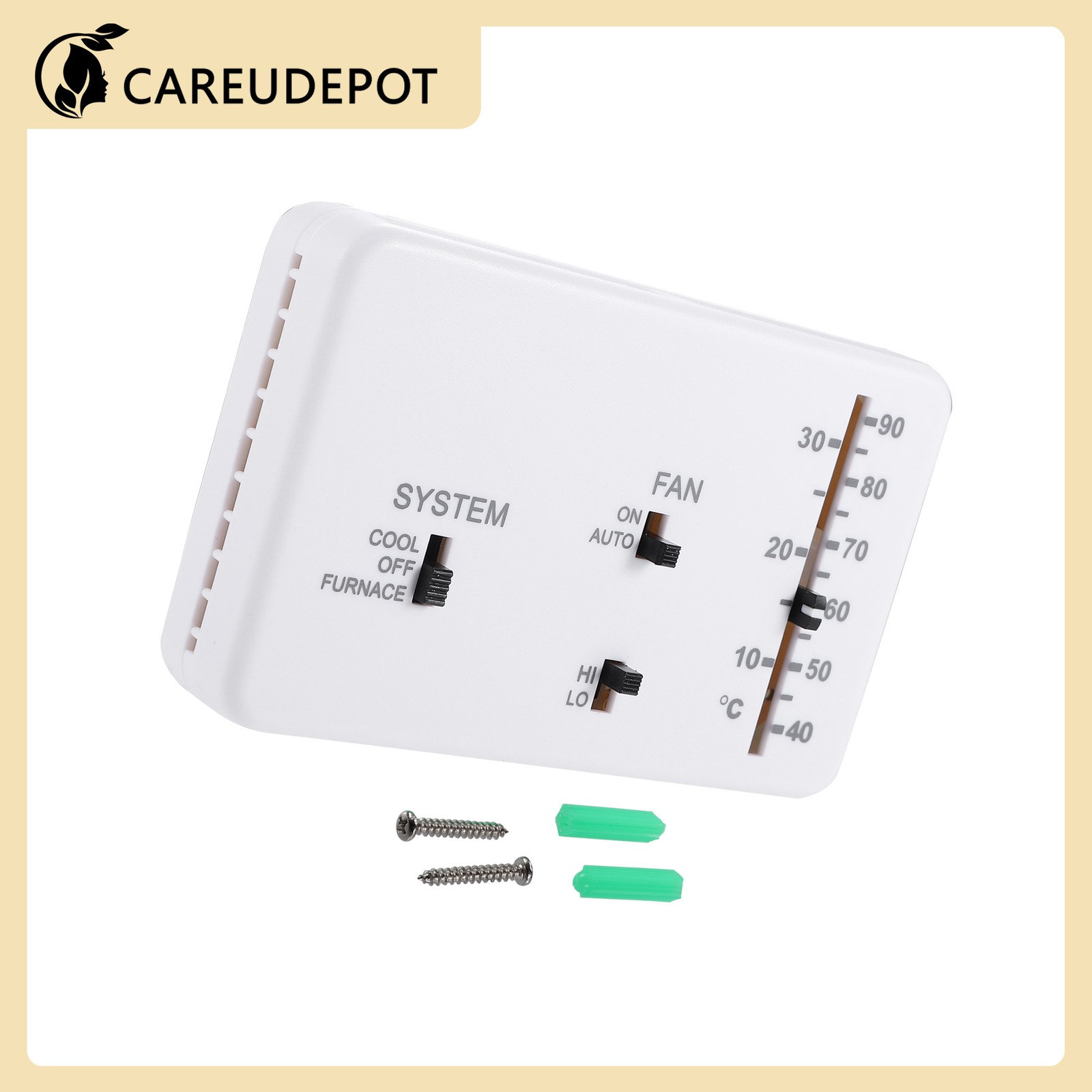RV Analog Control Heating/Cooling Thermostat Kit for 40-90°F for Campers 1Set