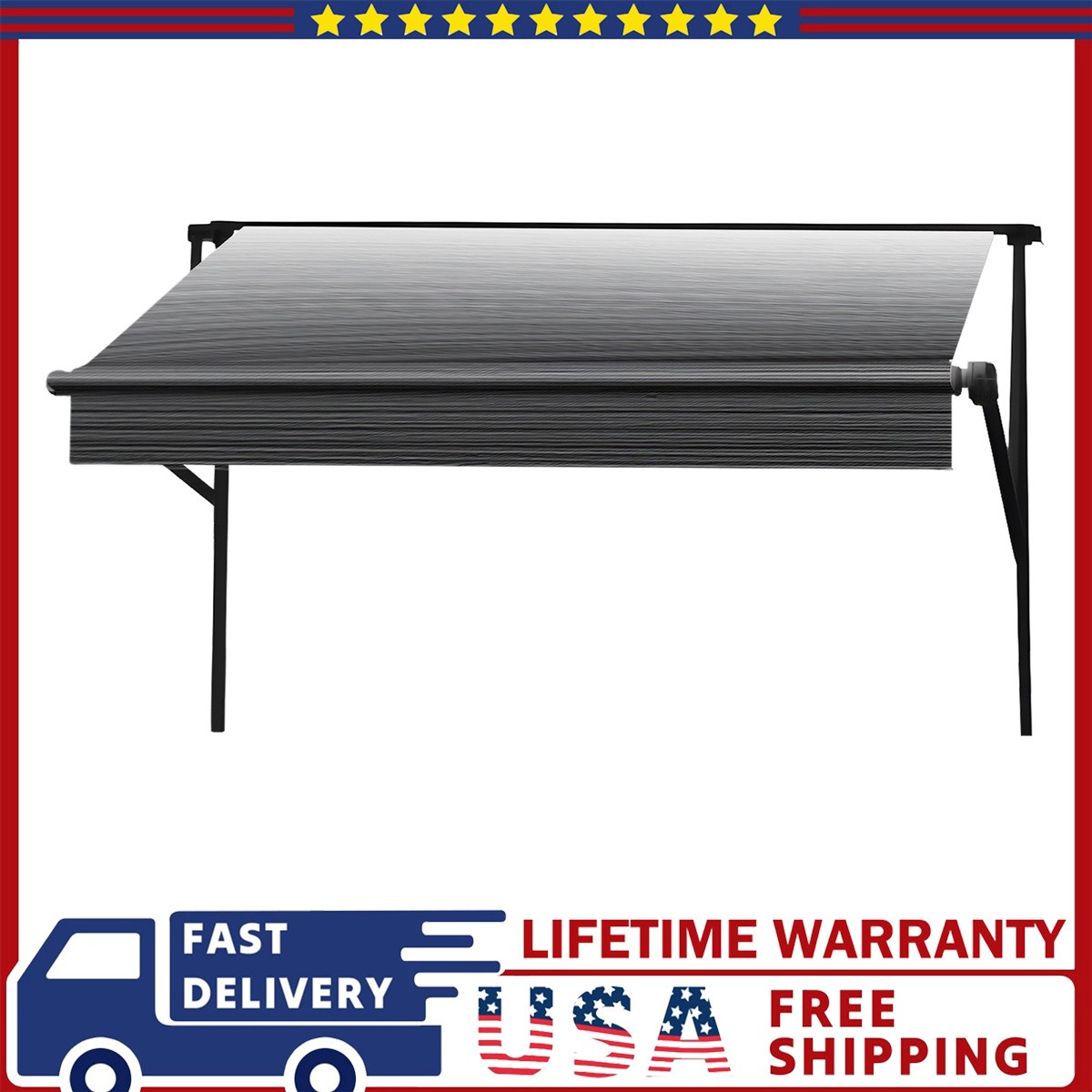 Waterproof RV Awning Fabric 18FT Strip Gray Fade UV Resistant For Heavy Duty