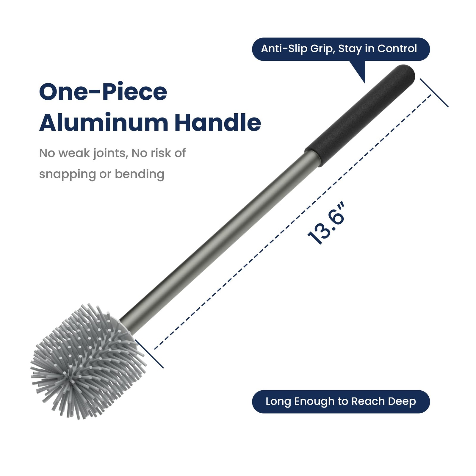 RV Toilet Brush and Holder Set- One-Piece Long Handle, Silicone Head,…