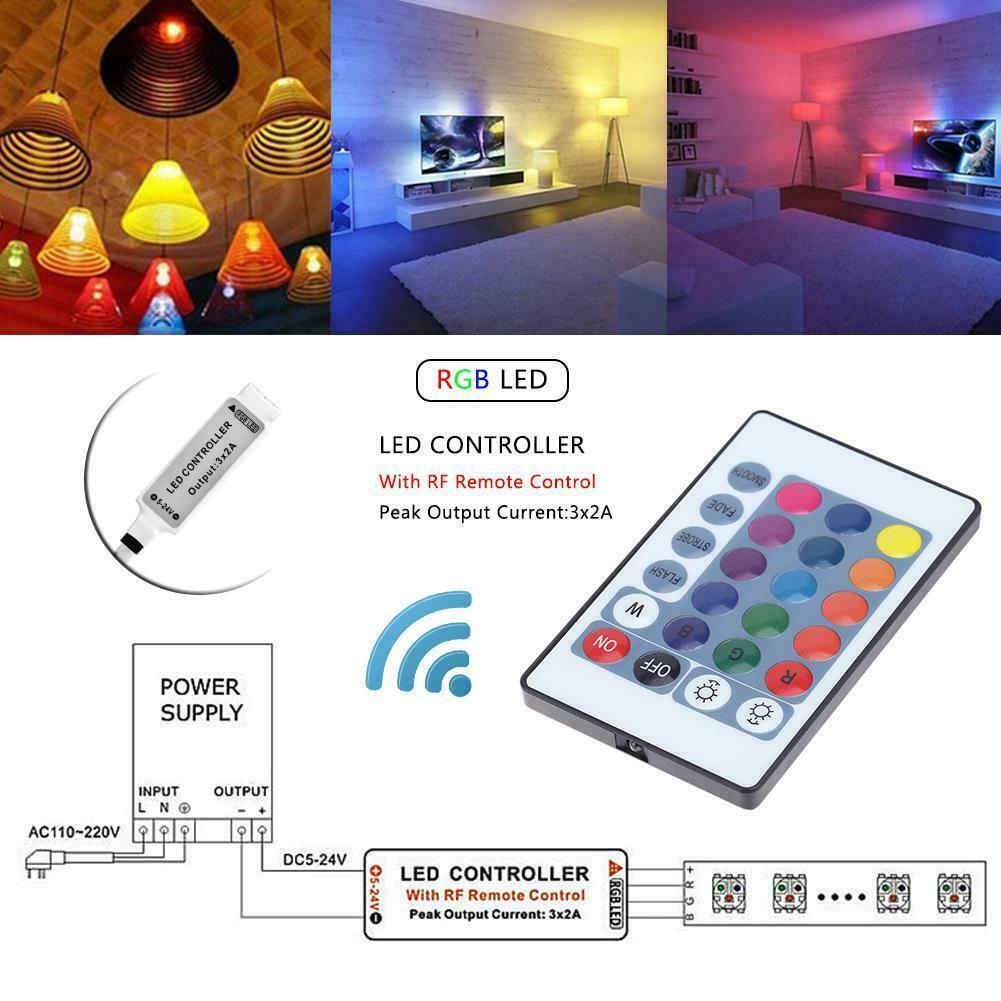 RV Camper 16ft RGB LED Awning Light 12V w/mini 24 key remote camper Change Color