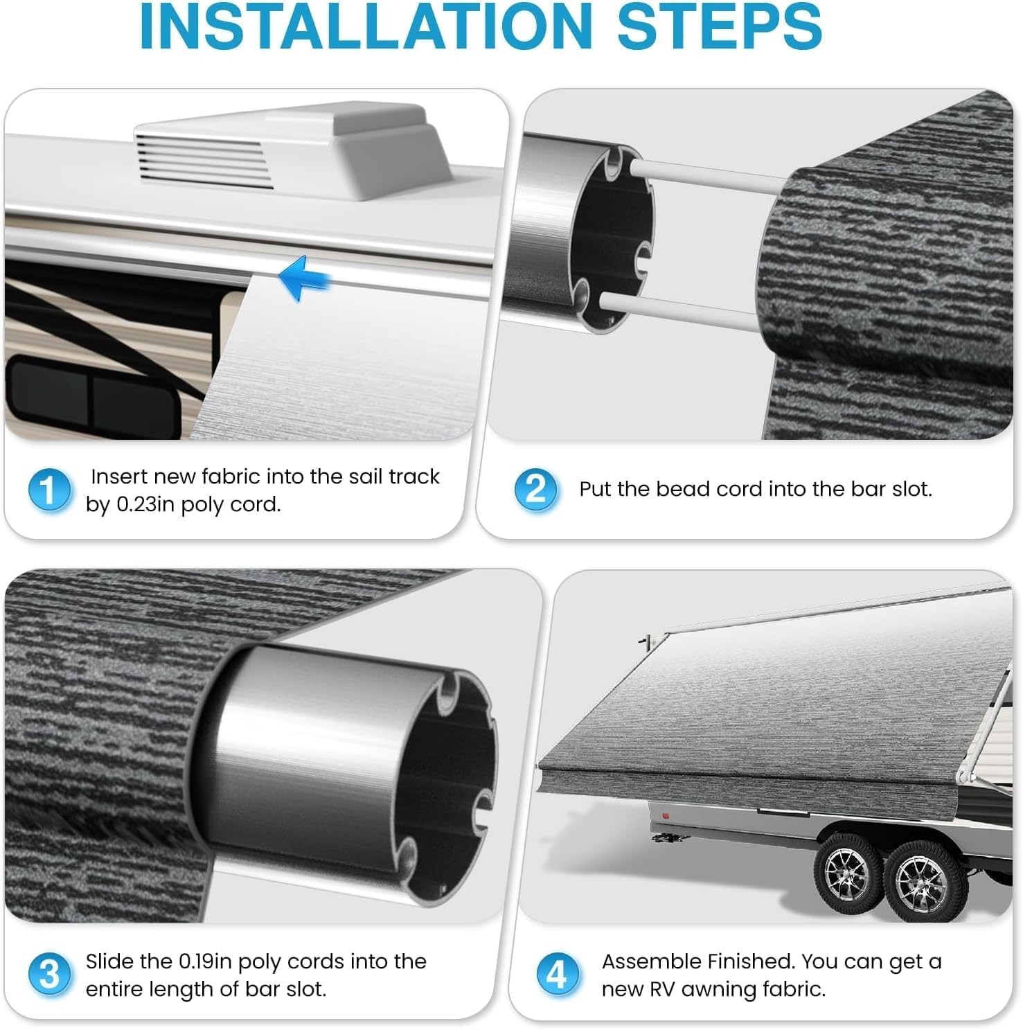 RV Awning Fabric Replacement 15’14’2″ Fabric 19.5oz Heavy-Duty Camper Awning …