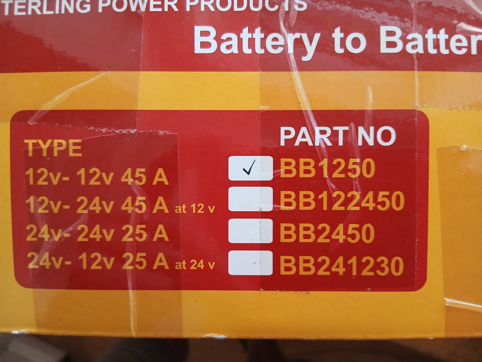 Sterling Battery to Battery 12v charger BB1250 45A