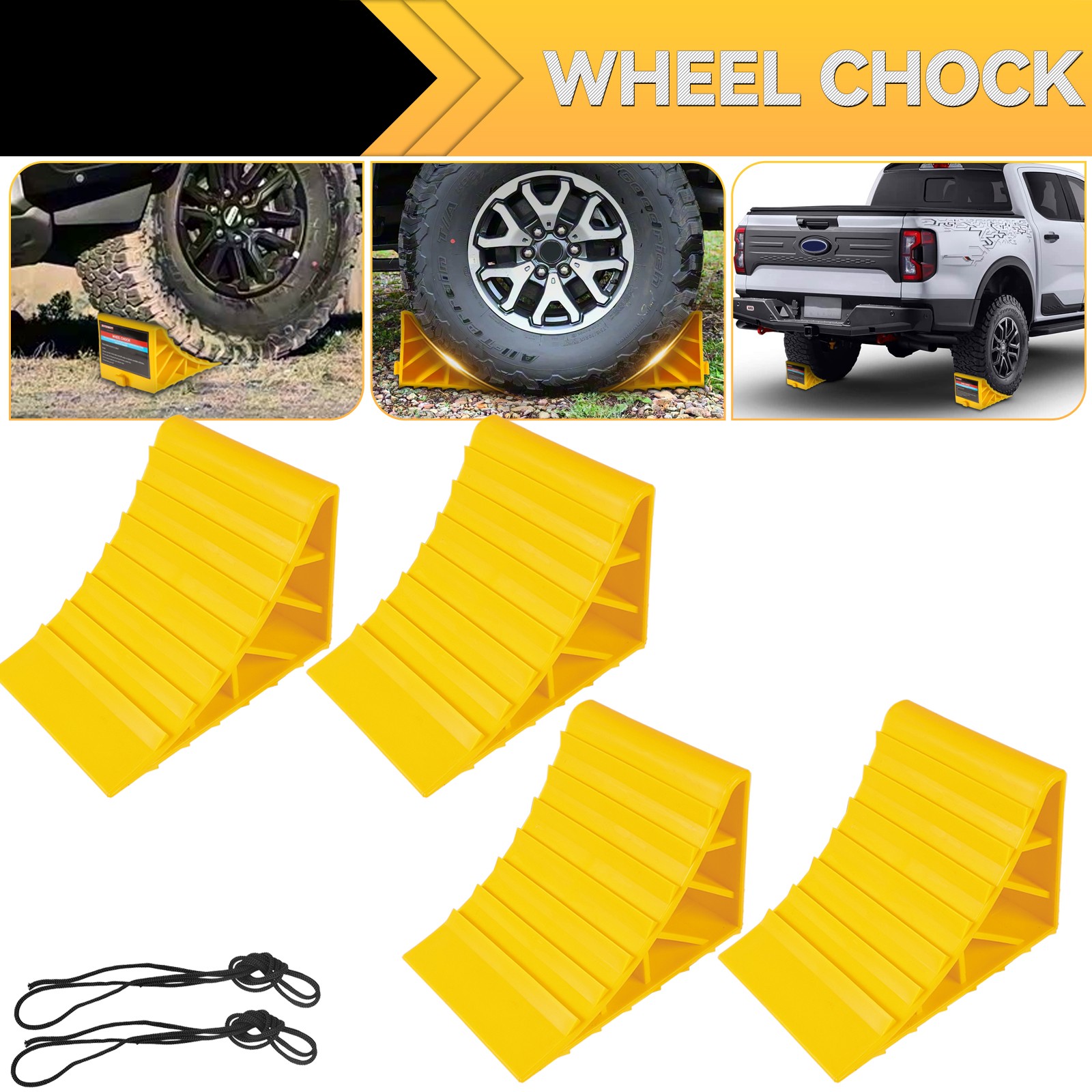 4x Tire Stopper Wheel Chocks Blocks Heavy Duty For Car Truck Rv Trailer Camper