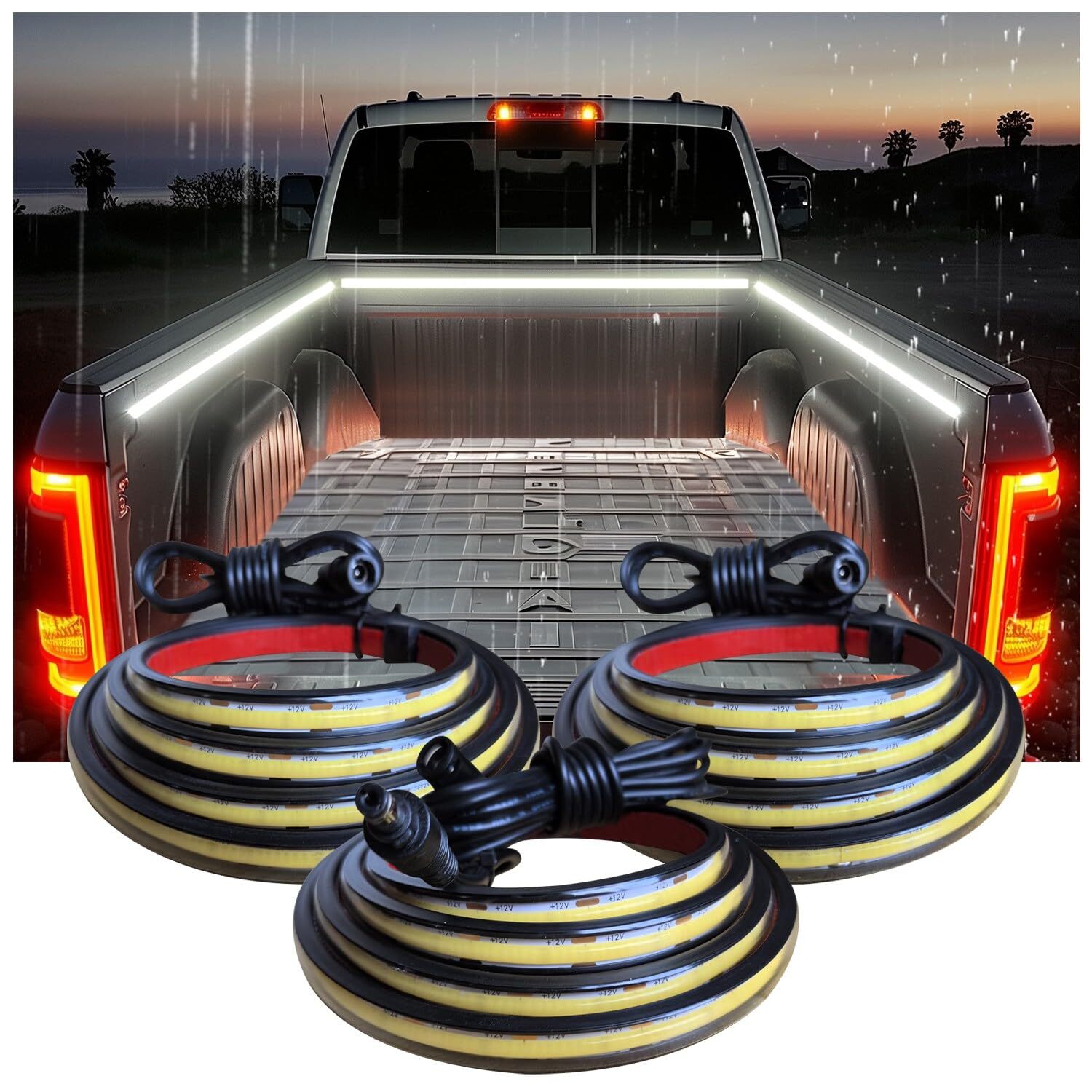 60Inch 12V LED Truck Bed Lights Strip 3Pcs Waterproof COB Lights for SUV RV