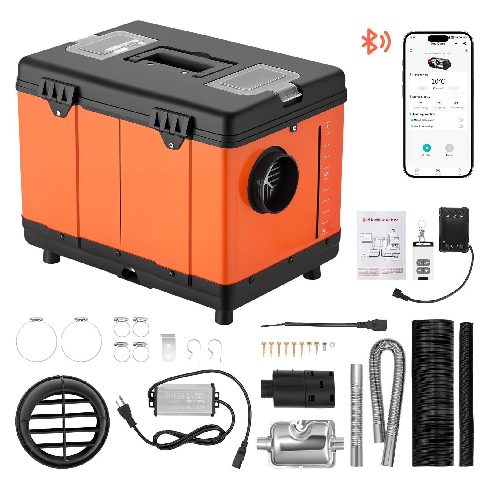 All-in-one AC110V 8KW Diesel Air Heater 12V/24V Bluetooth APP Control for Car RV