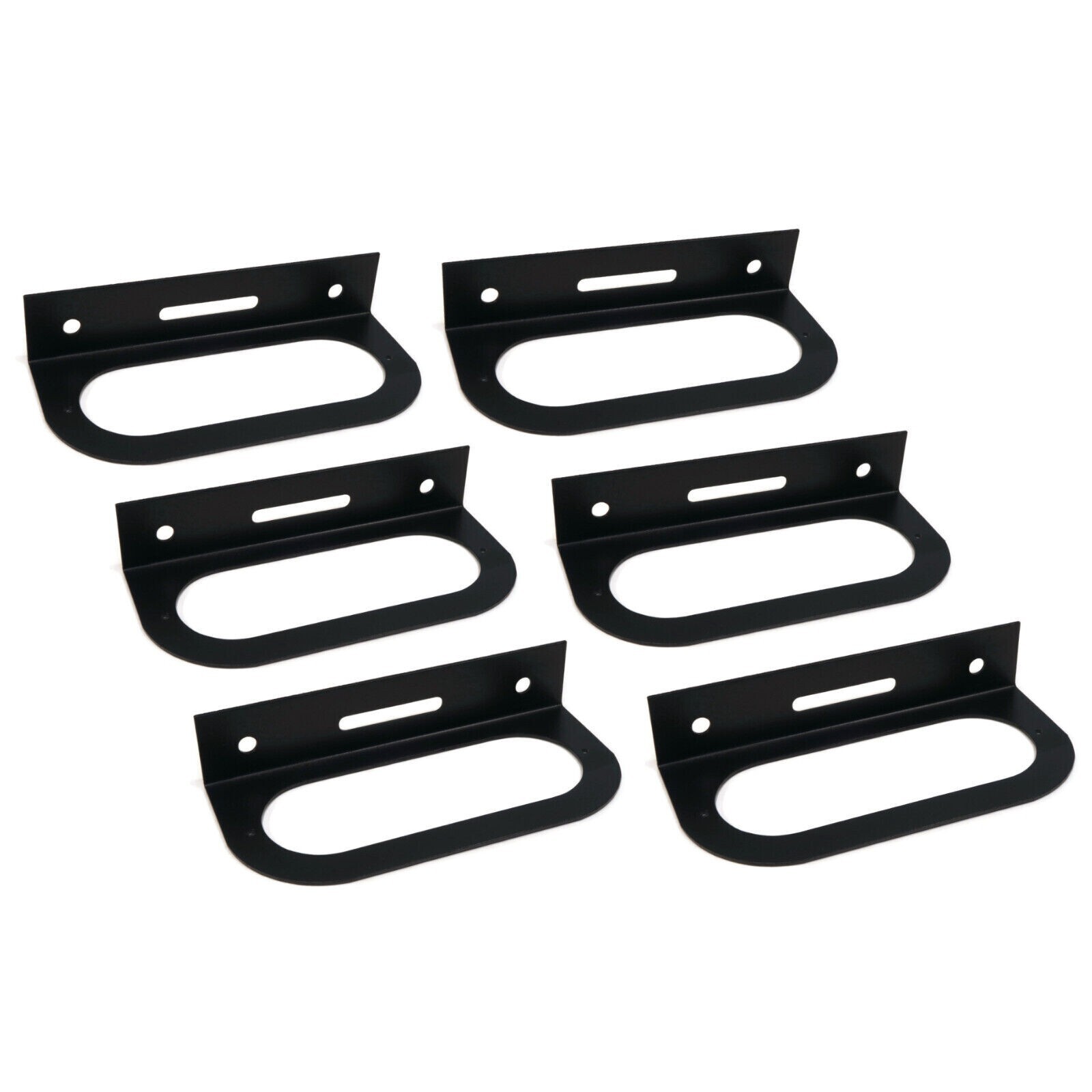 6pk Mounting Brackets for 6″ Oval Light Powder Coated Steel Black Trailer/RV