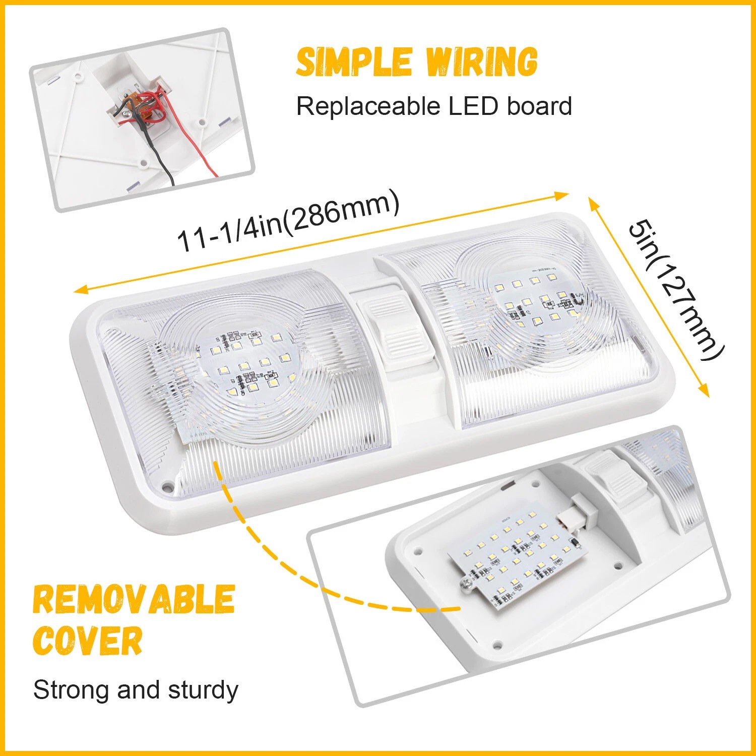 LED RV Ceiling Dome Light RV Interior Lighting w/ Switch for Trailer Camper Boat
