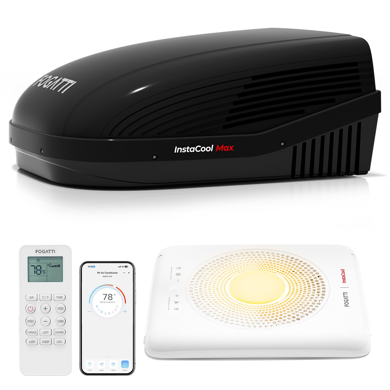 Non-Ducted 18000 BTU RV Air Conditioner w/ Heat Pump Rooftop AC Unit Alexa WIFI